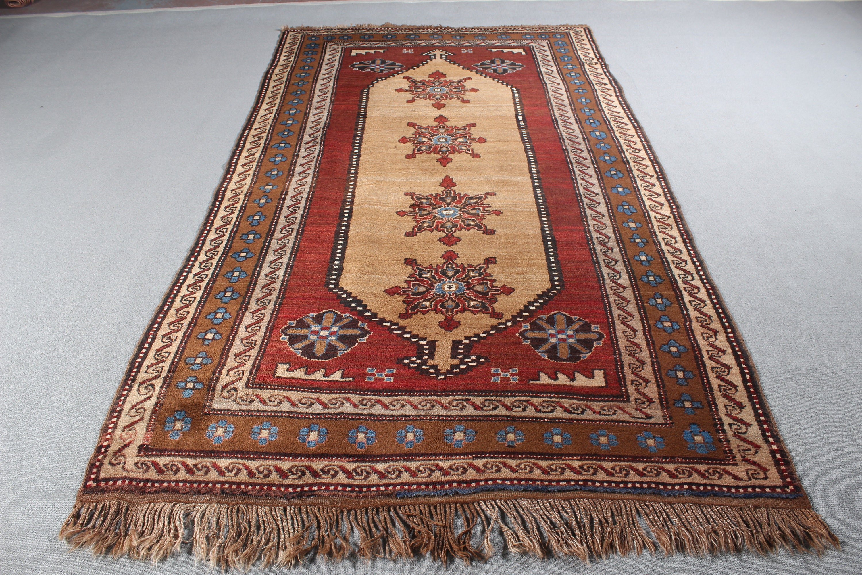 5.4x9.7 ft Büyük Halı, Düz Dokuma Halı, Kahverengi Antika Halı, Büyük Oushak Halı, Oturma Odası Halısı, Vintage Halılar, Yer Halıları, Yün Halı, Türk Halısı