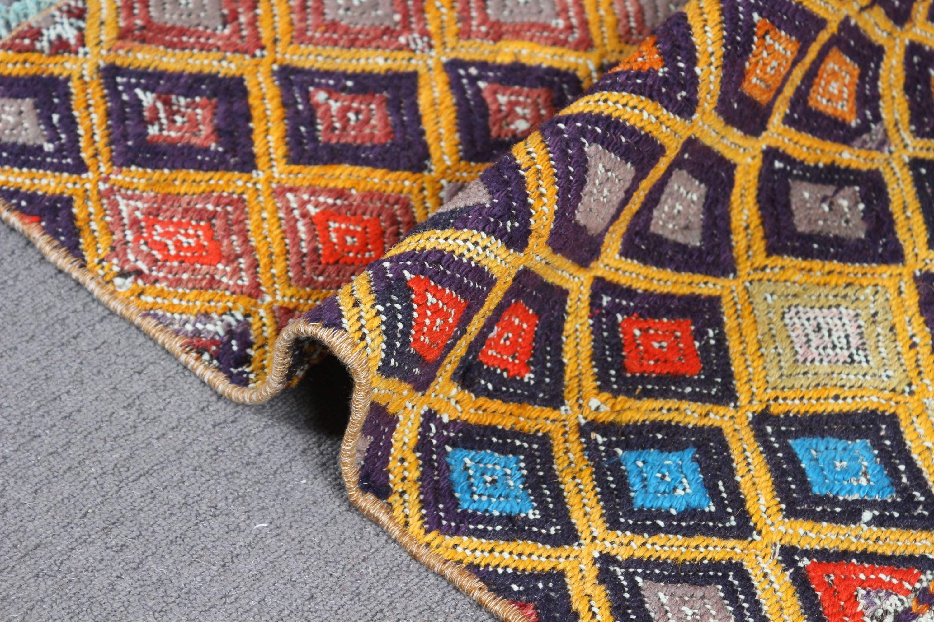 Duvara Asılı Halı, Oushak Halıları, Türk Halıları, 3.1x2 ft Küçük Halı, Vintage Halı, Kilim, Yatak Odası Halısı, Ev Dekor Halısı, Sarı Oryantal Halı