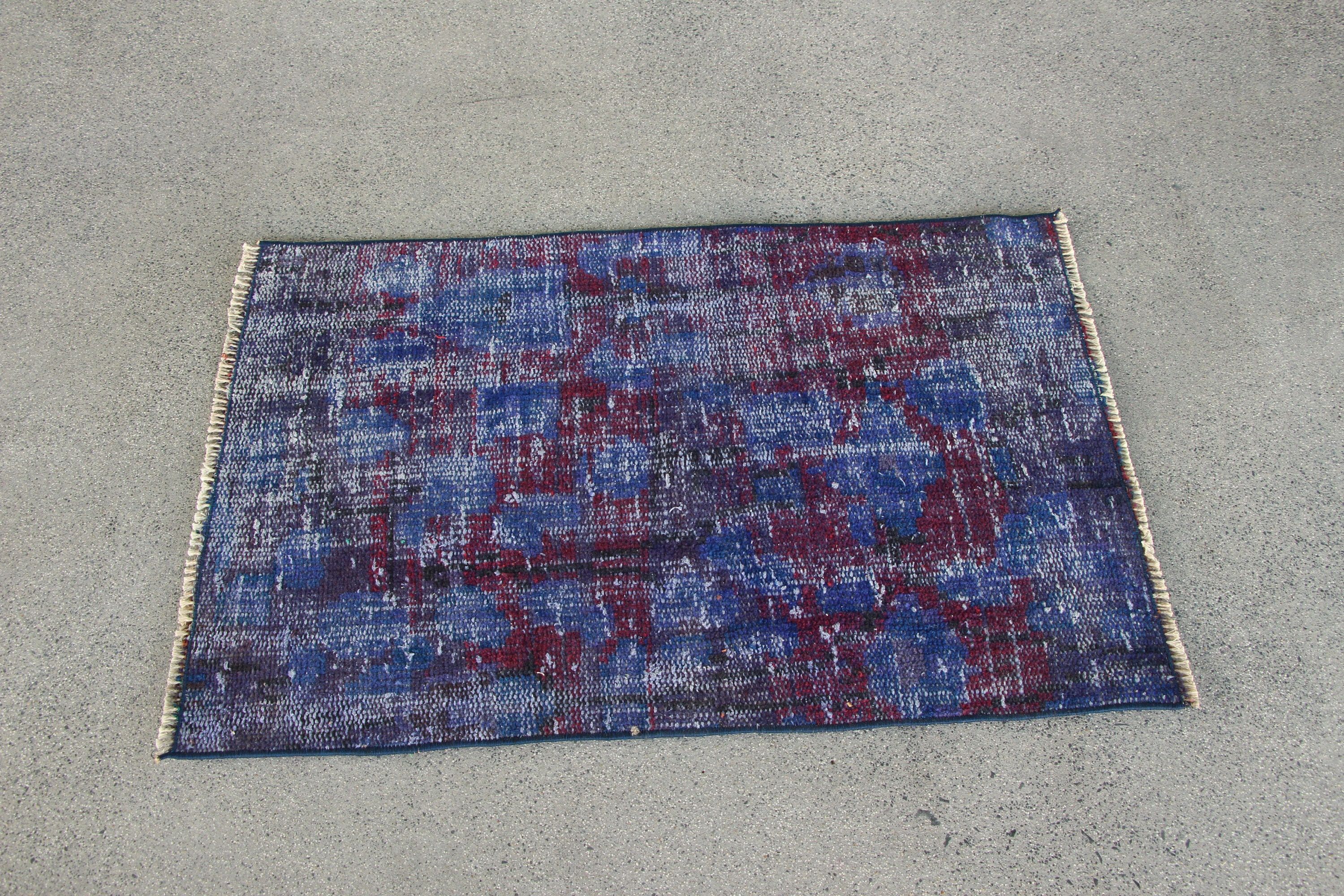 Bath Rug, Bedroom Rug, Rugs for Wall Hanging, 2x3.1 ft Small Rug, Cool Rug, Turkish Rugs, Wool Rugs, Blue Anatolian Rugs, Vintage Rug