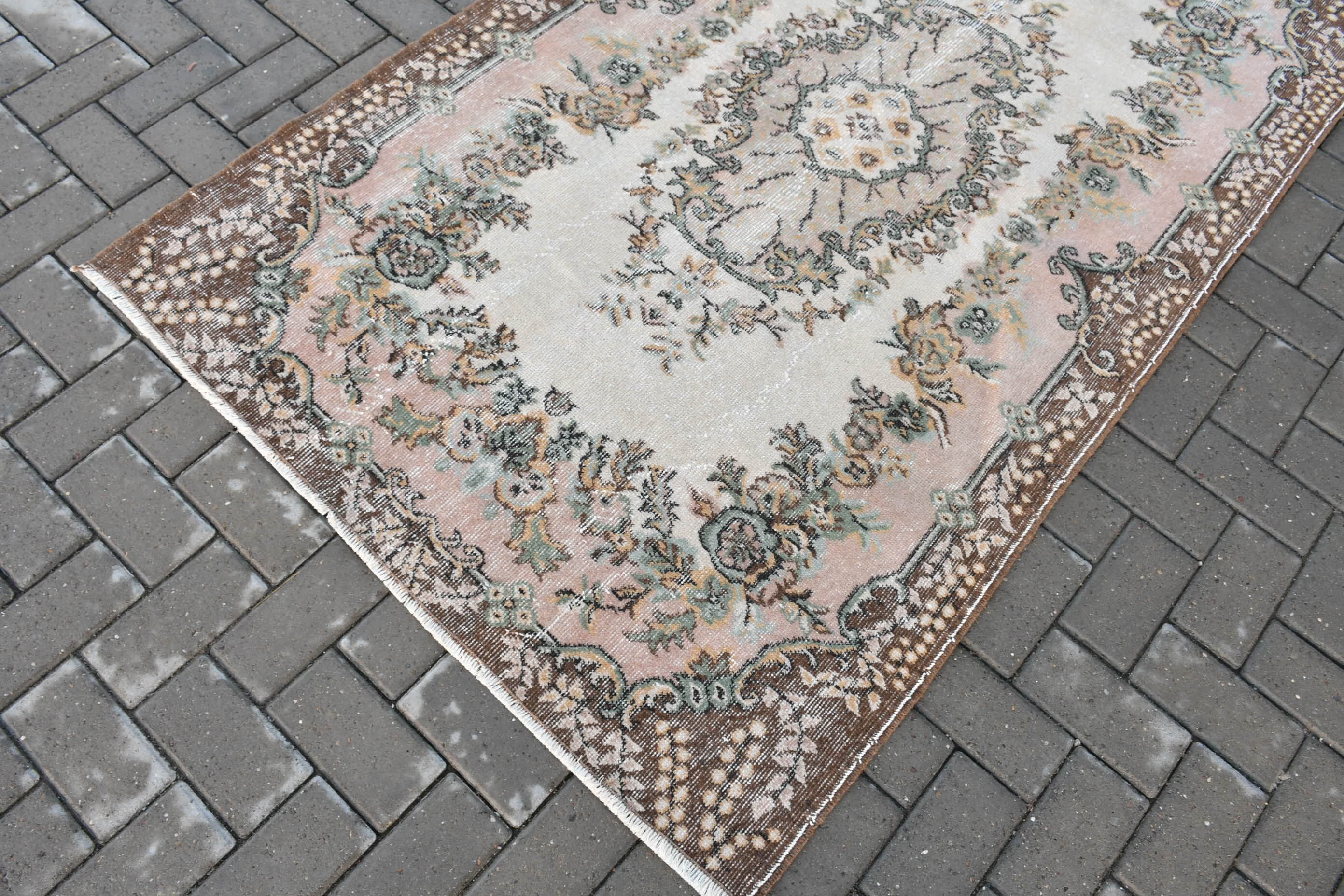 Rugs for Nursery, Beige Wool Rug, Indoor Rug, Bedroom Rug, Vintage Rug, 3.9x6.6 ft Area Rug, Turkish Rugs, Oriental Rug, Nursery Rug