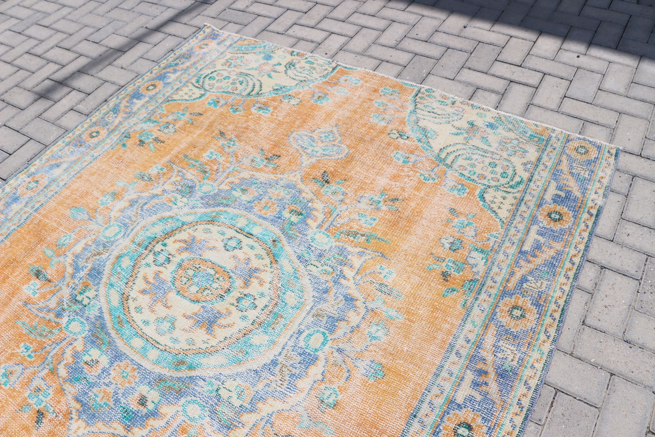 Floor Rug, Dining Room Rug, 6.1x8.4 ft Large Rug, Salon Rug, Orange Anatolian Rug, Turkish Rug, Vintage Rugs, Oriental Rug