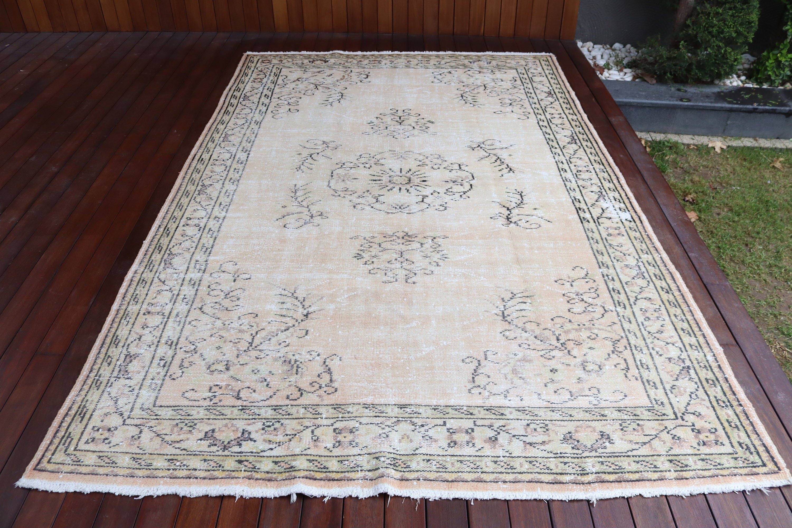 Türk Halısı, Dış Mekan Halısı, 6x9,3 ft Büyük Halılar, Modern Halı, Havalı Halılar, Turuncu Ev Dekor Halısı, Büyük Oushak Halıları, Salon Halısı, Vintage Halı