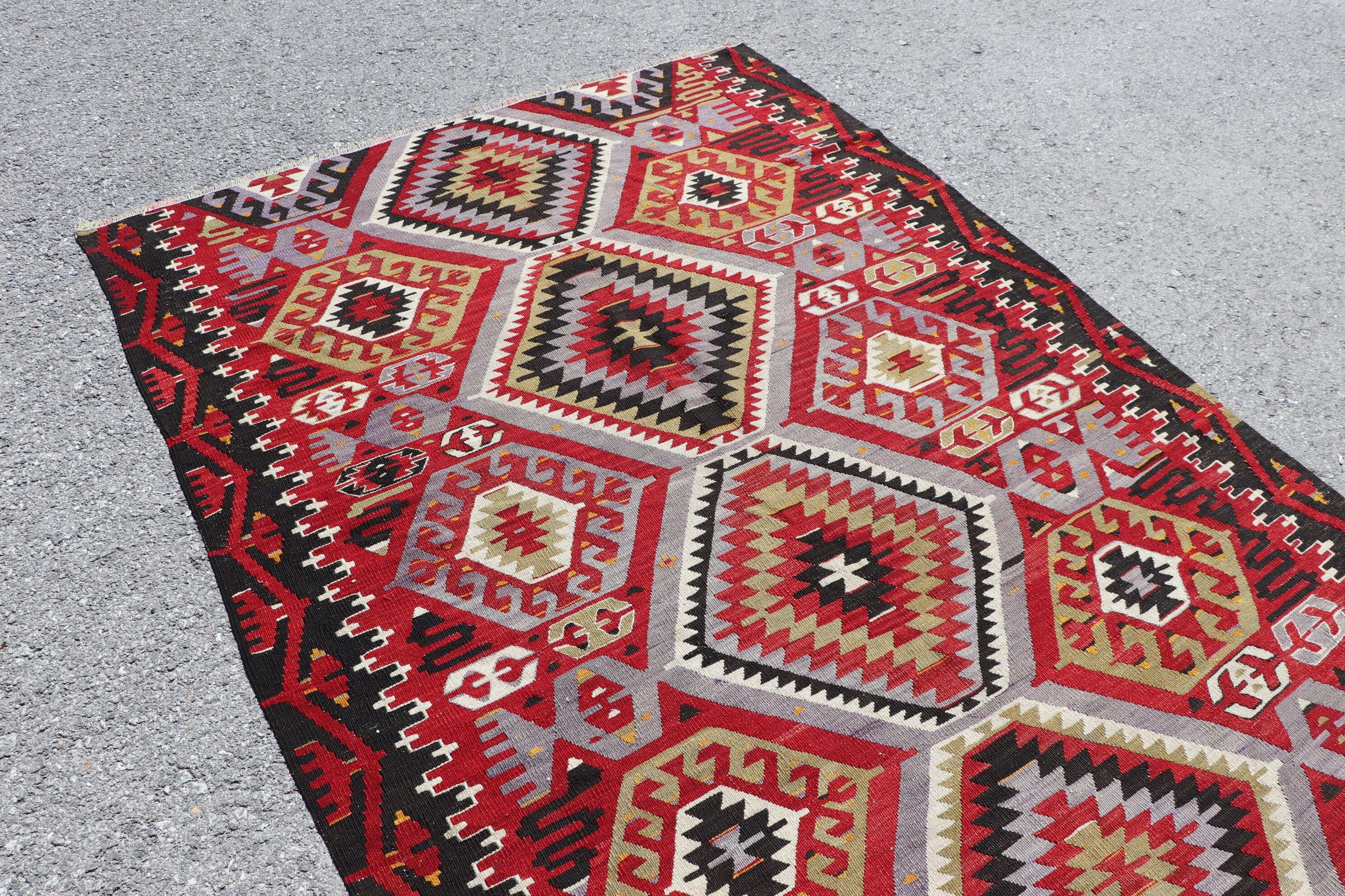 Vintage Rugs, Anatolian Rugs, 5.2x9.8 ft Large Rug, Turkish Rugs, Art Rugs, Kilim, Living Room Rug, Wool Rugs, Salon Rugs, Red Wool Rug