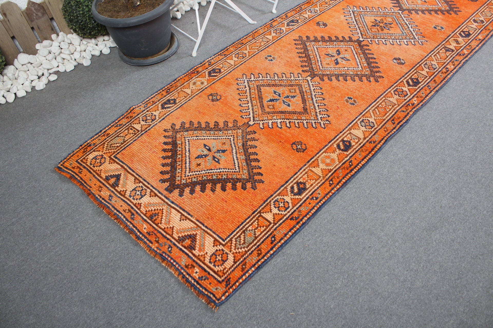 Kitchen Rugs, Home Decor Rug, Stair Rug, Vintage Rug, Orange Anatolian Rug, 3.1x10.5 ft Runner Rug, Bright Rugs, Oushak Rug, Turkish Rug