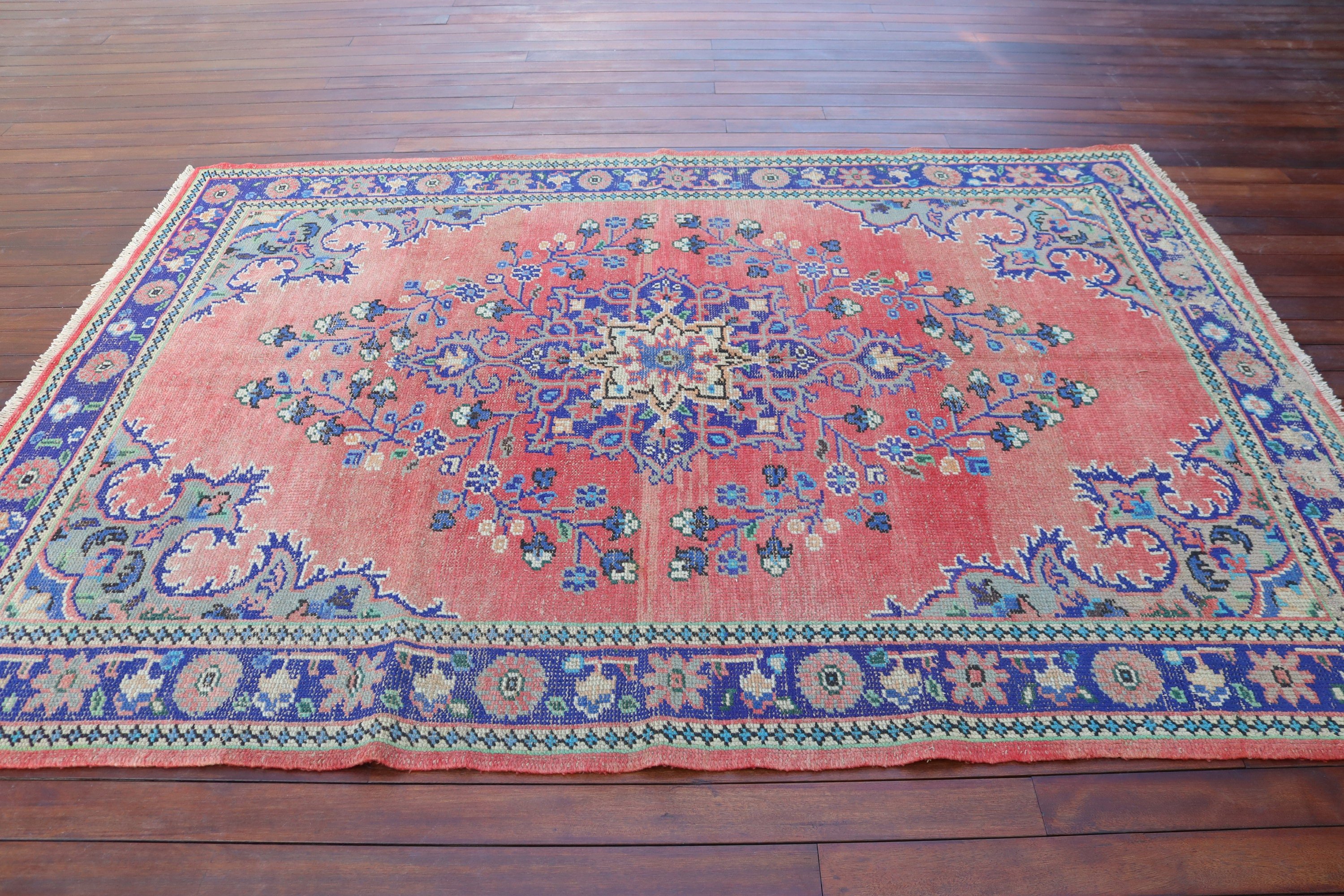 Yatak Odası Halısı, Büyük Boho Halıları, Türk Halısı, Vintage Halı, 6.1x8.6 ft Büyük Halı, El Dokuma Halıları, Tribal Halısı, Kırmızı Nötr Halılar