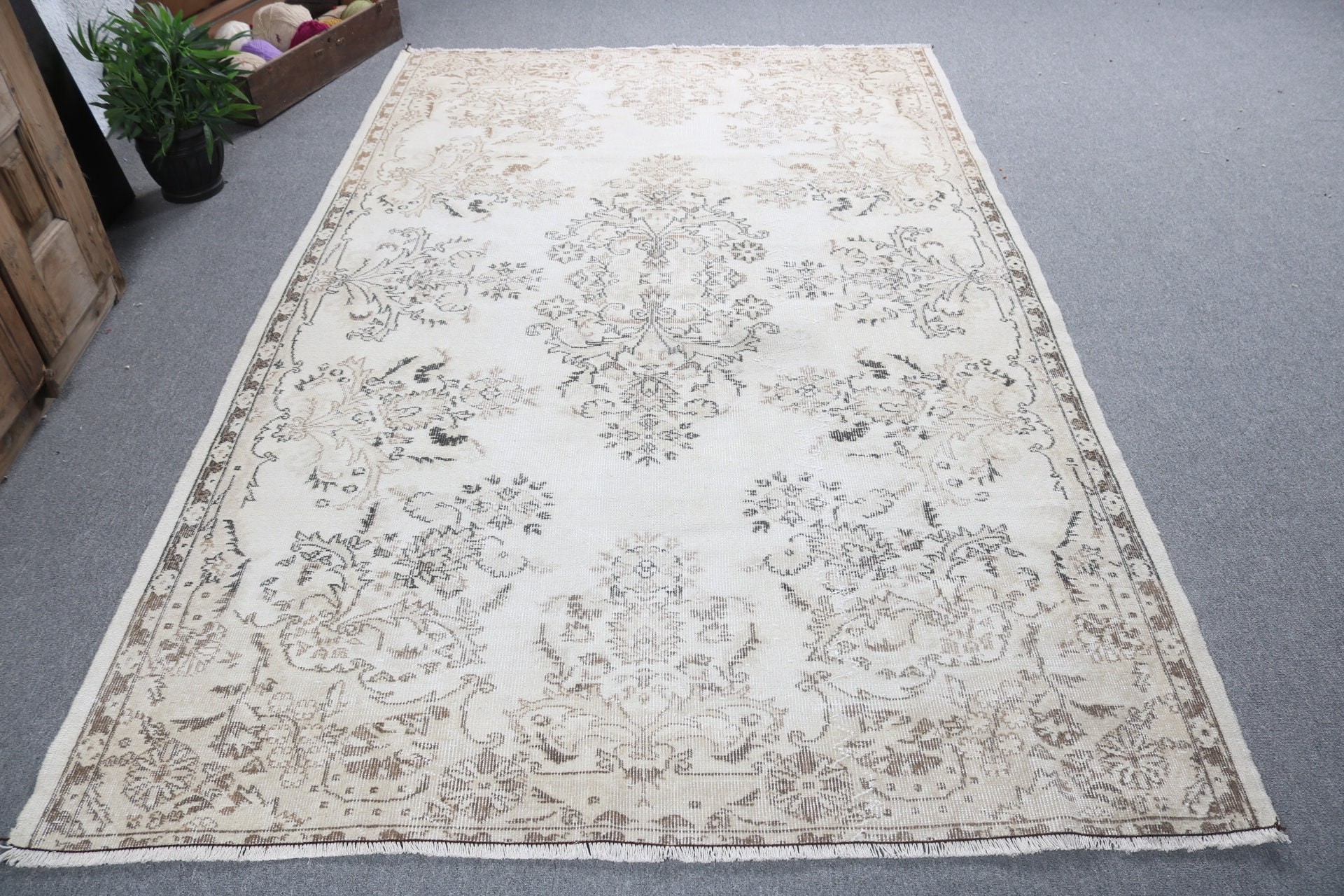 Büyük Boho Halılar, Bej Geometrik Halılar, Yemek Odası Halısı, 5.6x8.8 ft Büyük Halılar, Anadolu Halıları, El Dokuma Halılar, Vintage Halılar, Türk Halıları