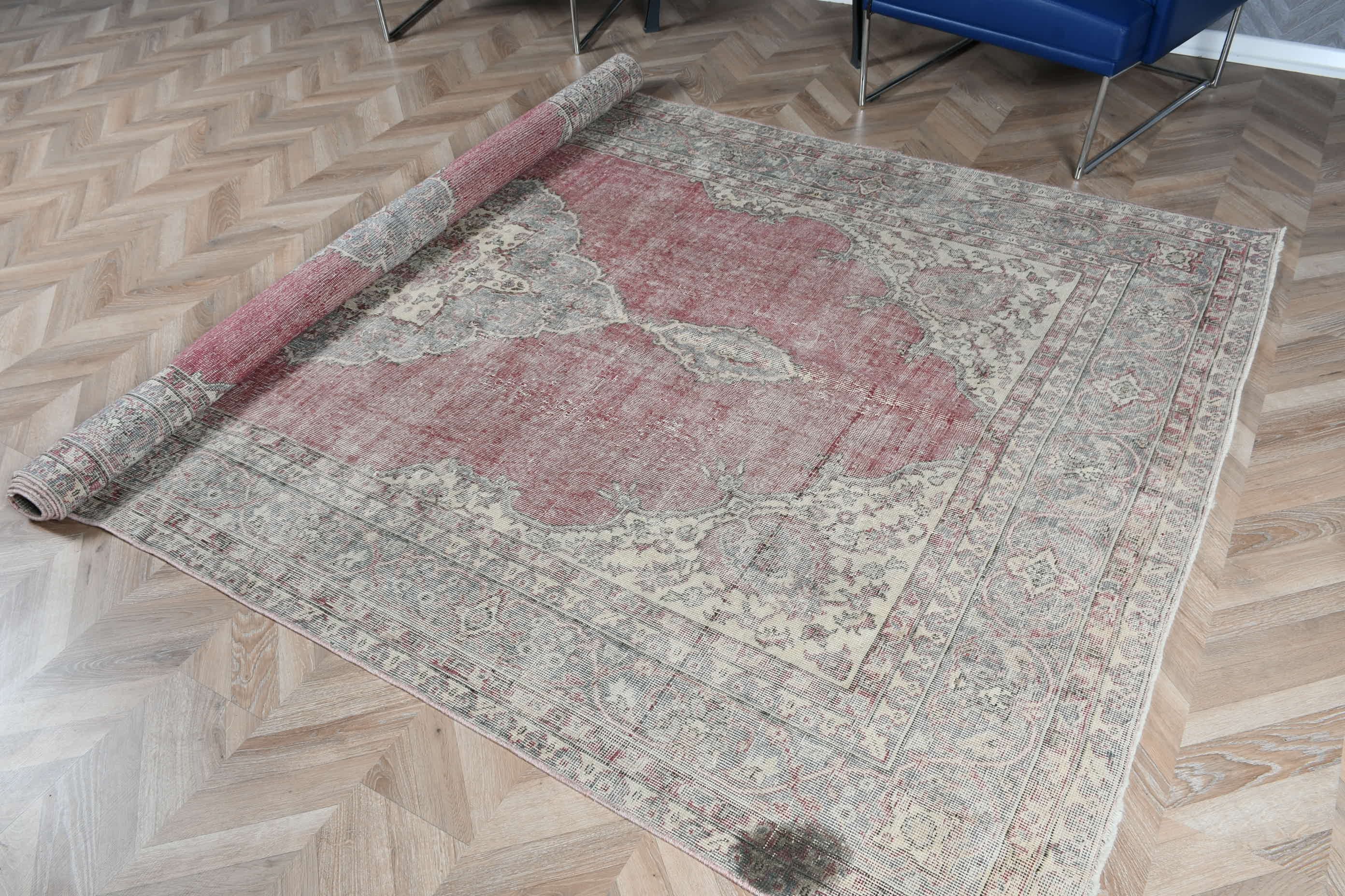 Vintage Rug, Bedroom Rug, Turkish Rugs, Red Home Decor Rug, Wedding Rug, Kitchen Rug, 6.4x10.3 ft Large Rug, Salon Rug