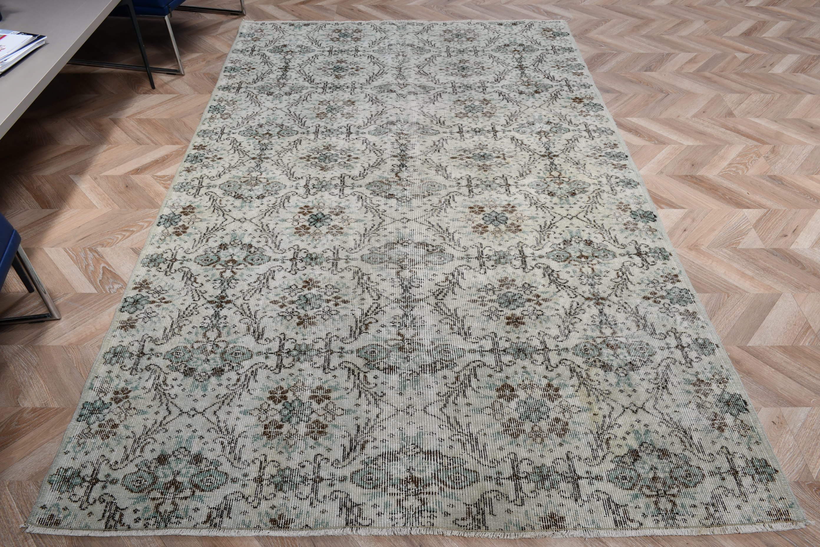 Oturma Odası Halısı, 5.3x8.4 ft Büyük Halı, Vintage Halı, Yeşil Yer Halıları, Yün Halı, Mutfak Halısı, Türk Halıları, Salon Halısı, Oturma Odası Halıları