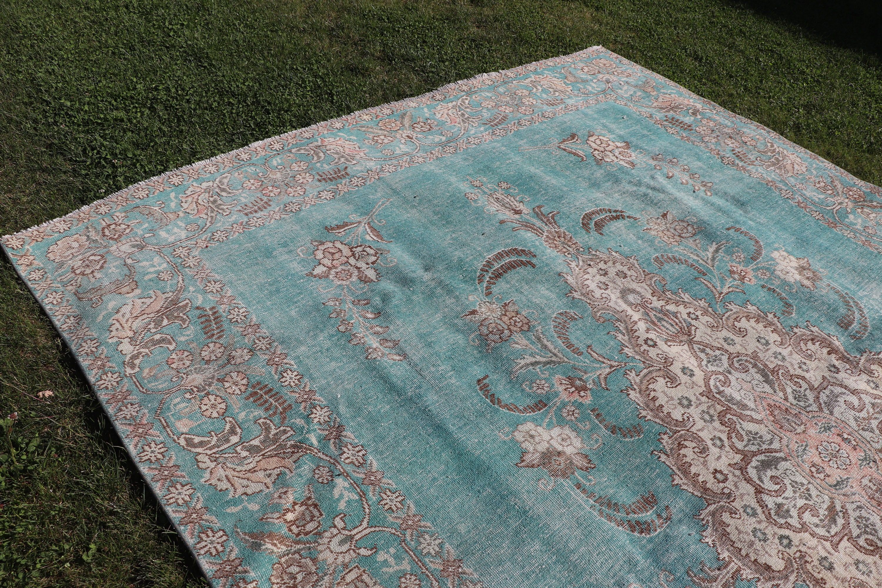 Oversize Turkish Rugs, Vintage Rug, Bohemian Rug, Luxury Rug, Green Boho Rugs, Turkish Rug, Salon Rug, 7.7x11.3 ft Oversize Rugs, Boho Rugs