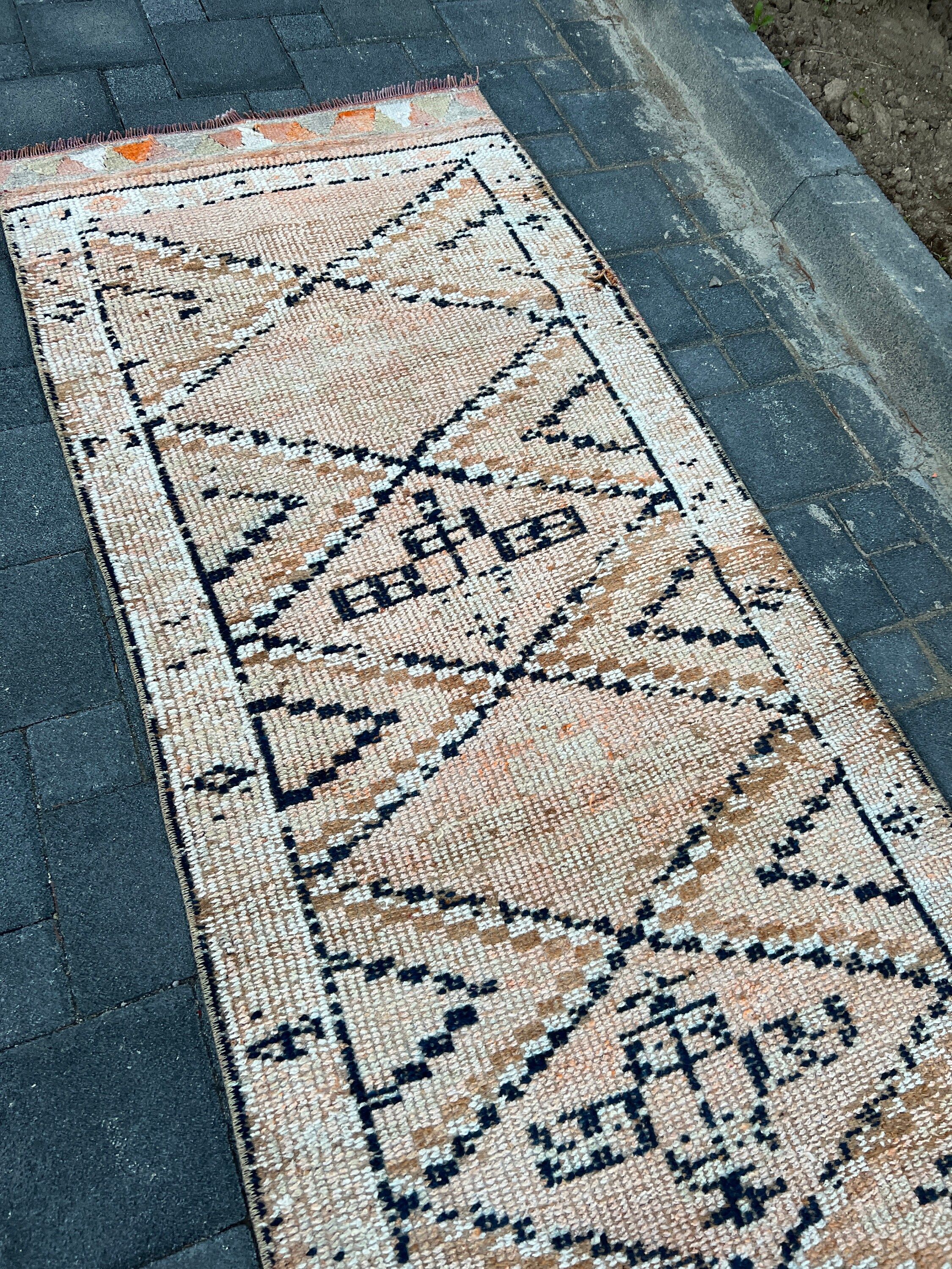 Vintage Rugs, Orange  2.6x10.8 ft Runner Rug, Anatolian Rug, Hallway Rugs, Boho Rug, Corridor Rug, Turkish Rugs, Oriental Rug