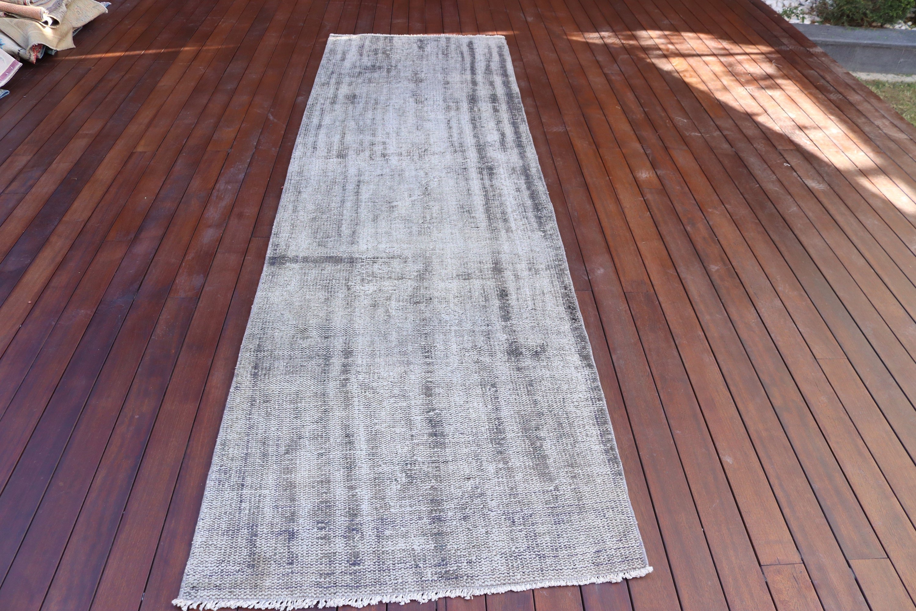 Gray Bedroom Rug, Hallway Rug, Vintage Rugs, Long Runner Rug, Floor Rugs, Oushak Rug, Turkish Rugs, 3x10.1 ft Runner Rug, Handwoven Rugs