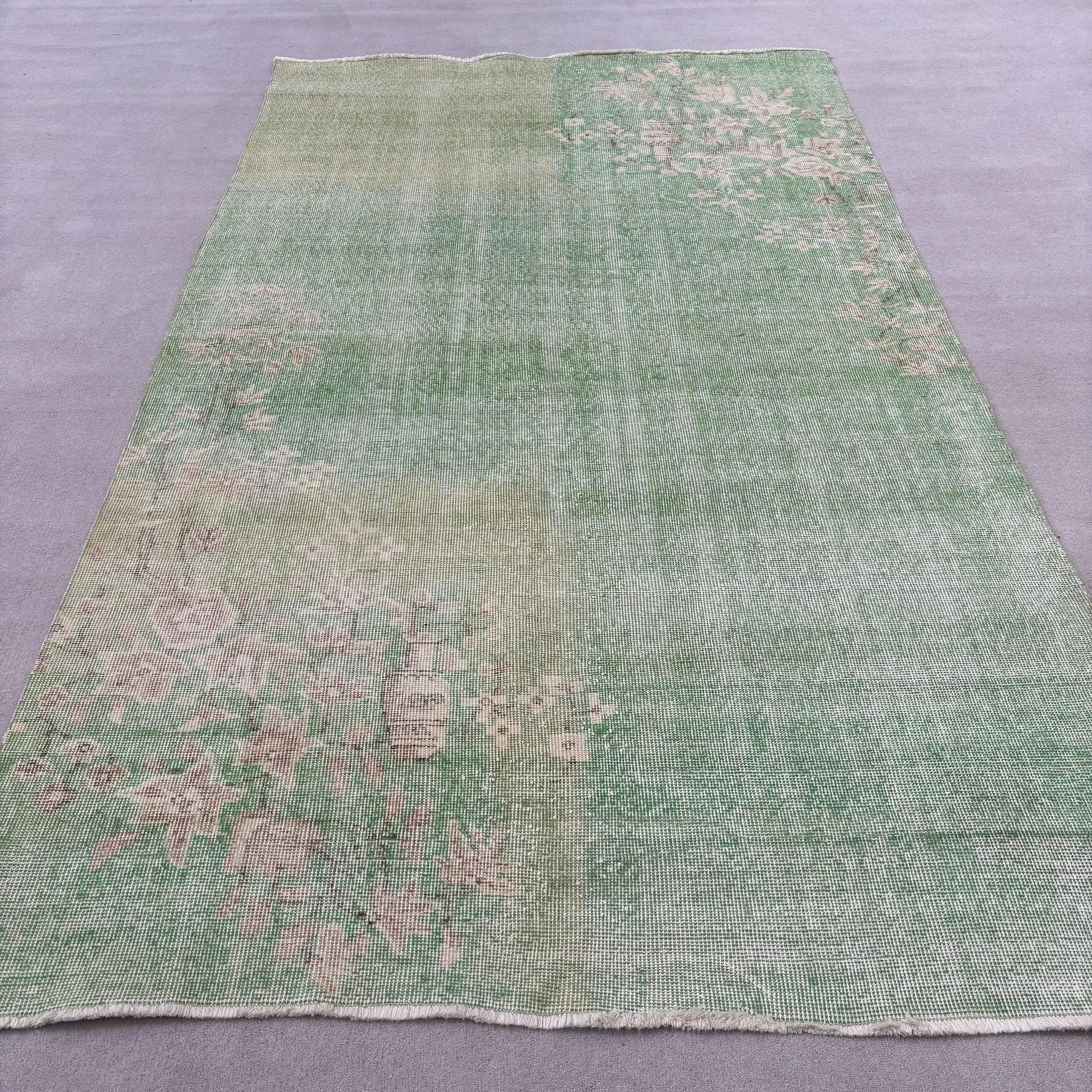 Vintage Rugs, Turkish Rugs, Salon Rug, Large Boho Rug, Anatolian Rugs, Exotic Rug, 4.9x8.5 ft Large Rugs, Statement Rug, Green Wool Rug