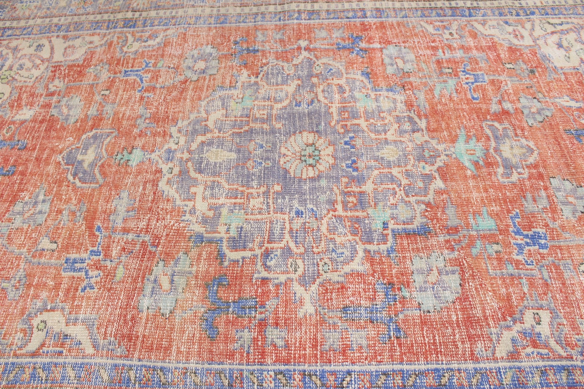 Otantik Halılar, Antika Halı, Oturma Odası Halısı, Havalı Halı, Vintage Halı, Türk Halısı, Yemek Odası Halısı, Kırmızı Oushak Halısı, 7.2x11 ft Büyük Boy Halılar