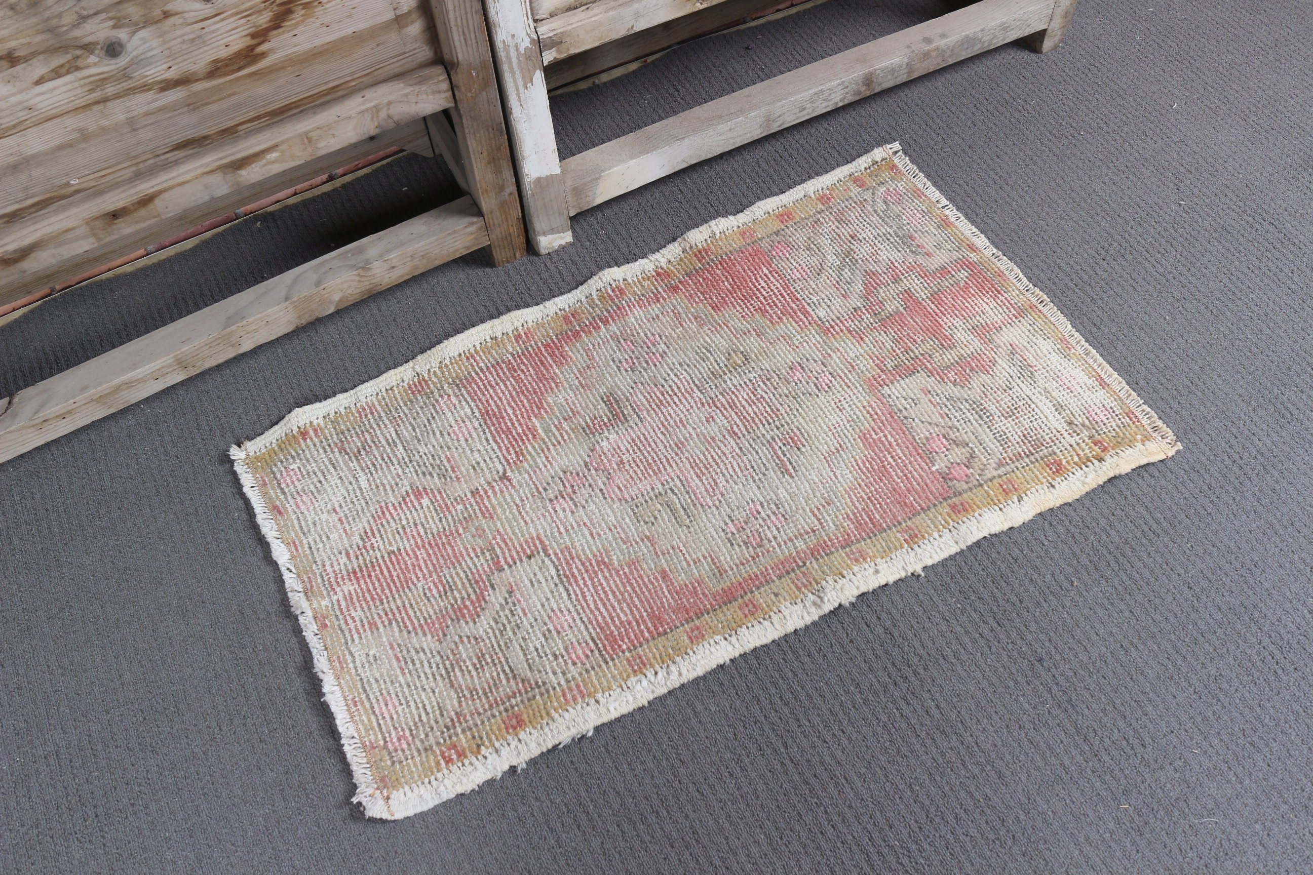 Turkish Rug, Pink Kitchen Rugs, Car Mat Rugs, Rugs for Entry, Vintage Rugs, Door Mat Rug, Oriental Rug, Kitchen Rug, 1.5x2.8 ft Small Rugs