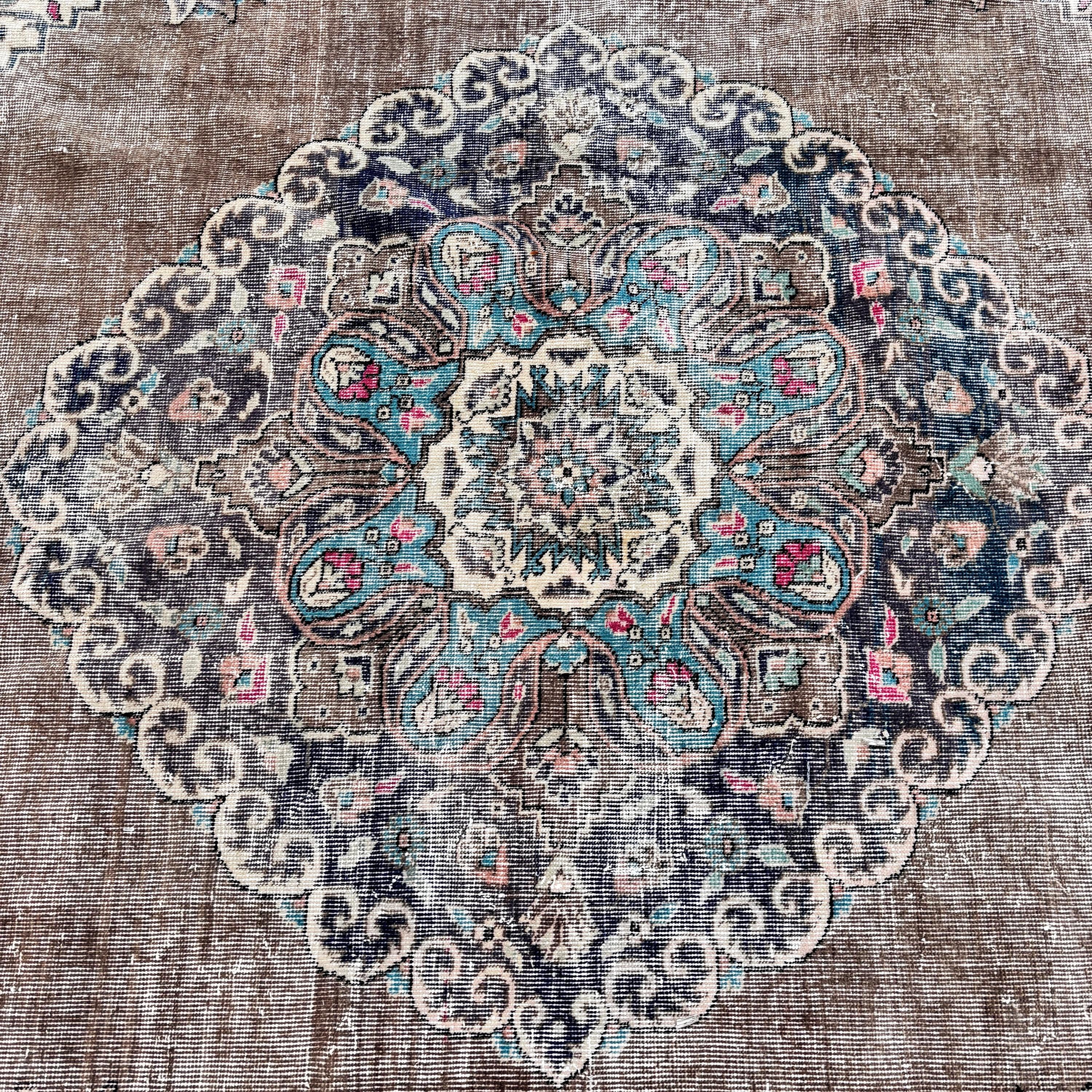 Vintage Halı, Büyük Boho Halı, 6.8x10 ft Büyük Halılar, Büyük Oushak Halıları, Fas Halısı, Ev Dekor Halısı, Türk Halısı, Yeşil El Dokuma Halılar