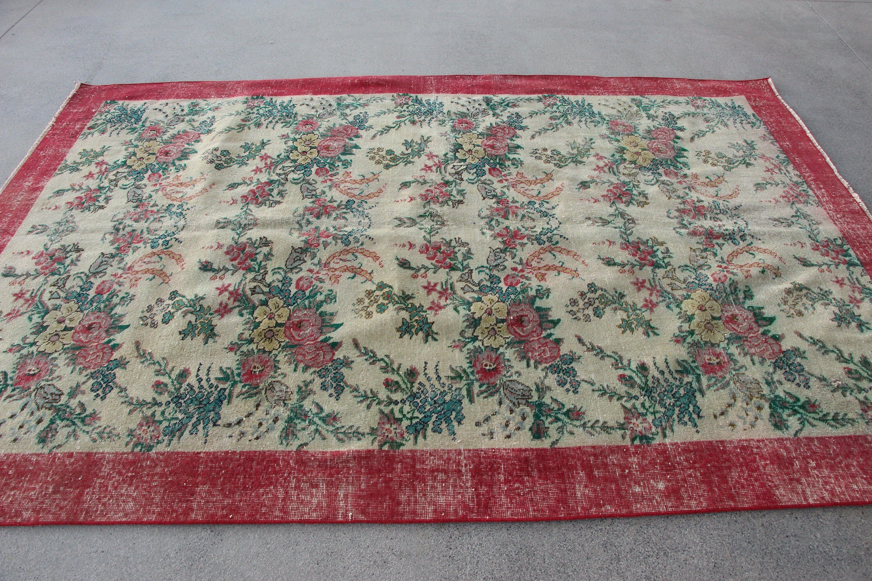 Yeşil Mutfak Halısı, Yer Halıları, Vintage Halı, Yün Halı, Türk Halısı, Yemek Odası Halıları, Salon Halıları, 6x9 ft Büyük Halı, Oturma Odası Halıları