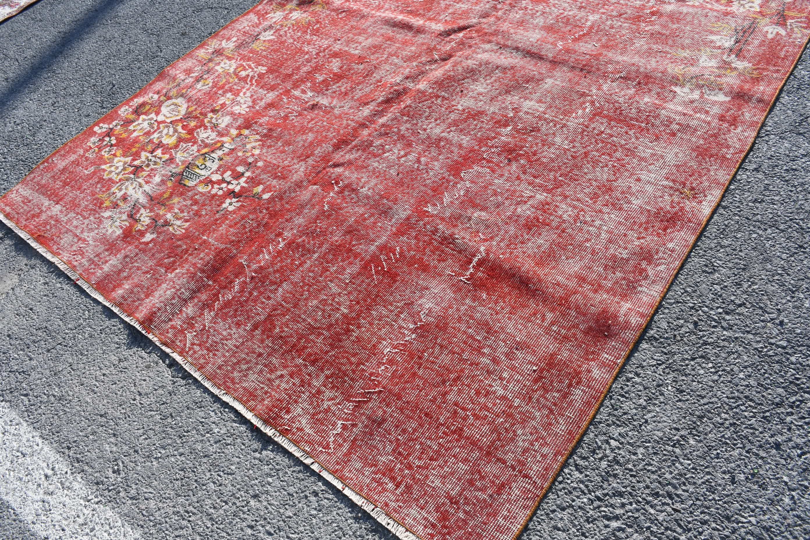 Living Room Rug, Oushak Rug, 6.7x10 ft Large Rug, Bedroom Rugs, Vintage Rug, Turkish Rugs, Antique Rugs, Rugs for Salon, Red Kitchen Rug