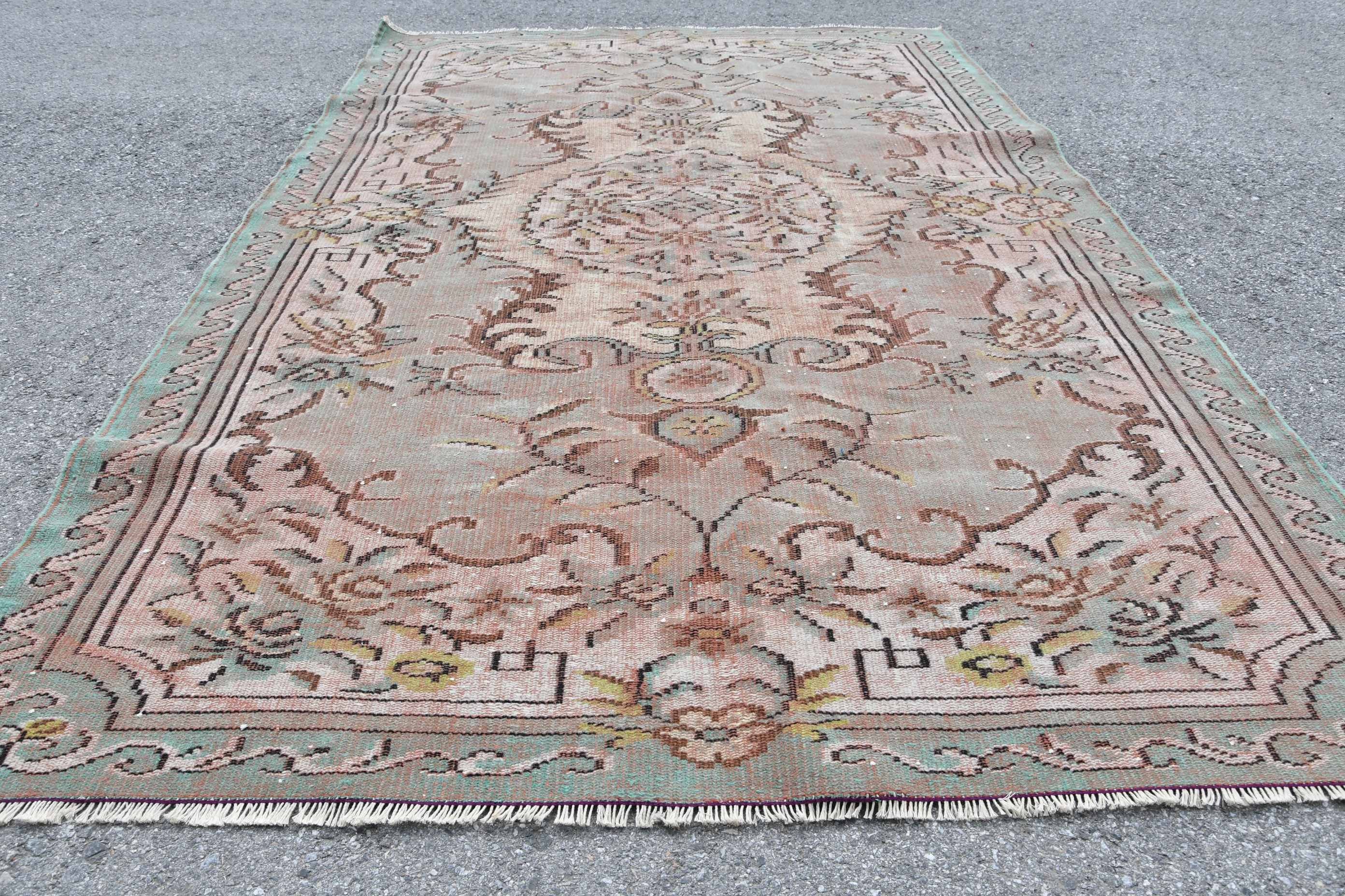 Vintage Rugs, Green Moroccan Rugs, Pastel Rug, Living Room Rugs, 5.6x8.7 ft Large Rug, Oushak Rugs, Turkish Rugs, Kitchen Rug, Salon Rug