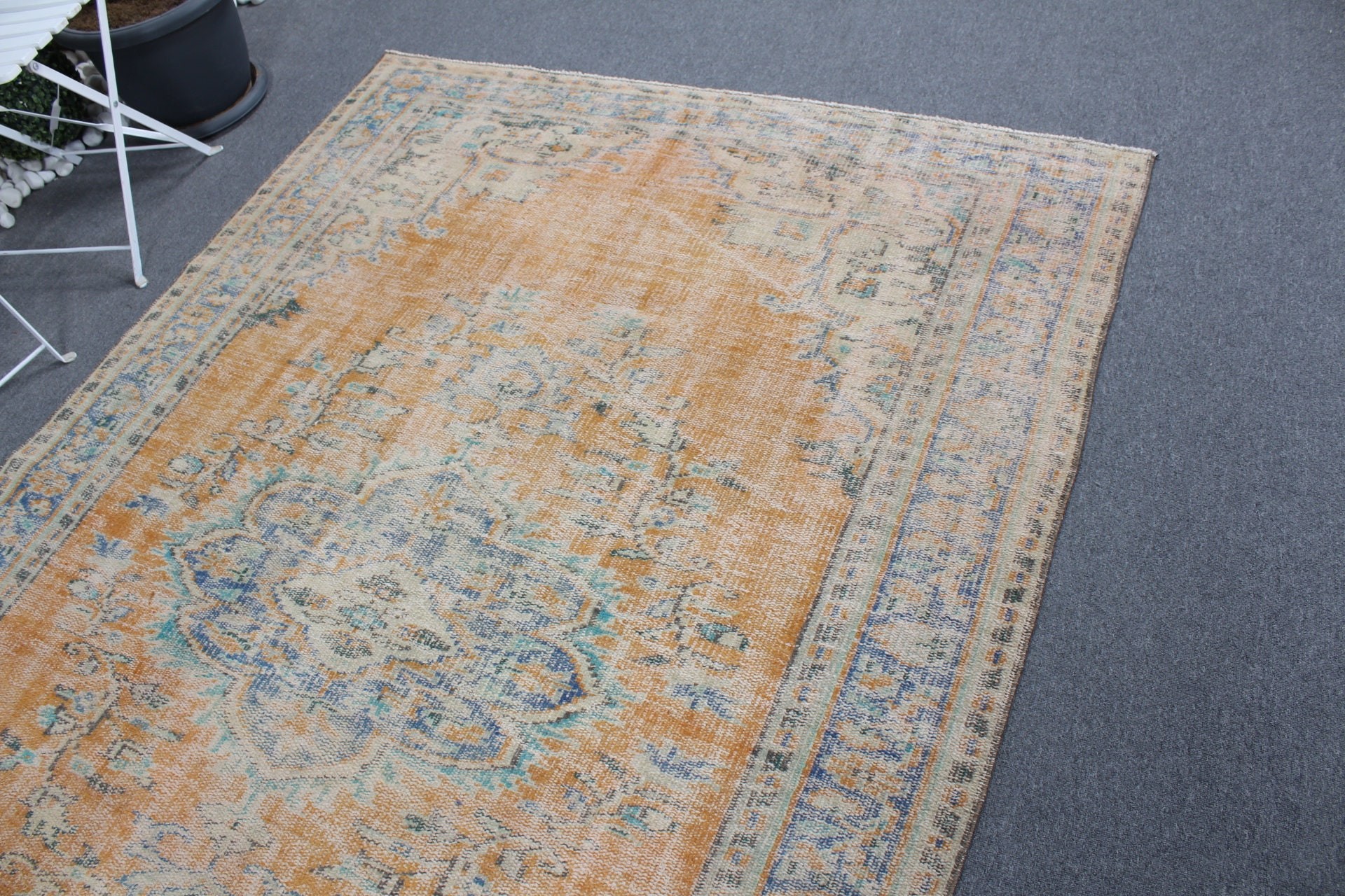 5.4x8.4 ft Büyük Halılar, Oturma Odası Halısı, Soğuk Halı, Salon Halıları, Turuncu Soğuk Halı, Yatak Odası Halıları, Vintage Halılar, Anadolu Halısı, Türk Halısı