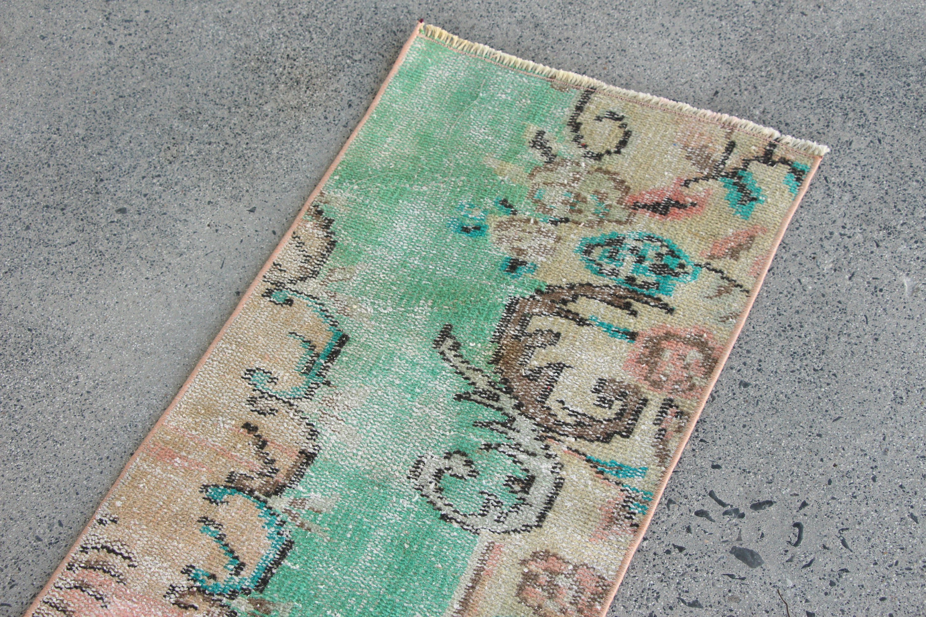 Turkish Rug, Rugs for Bedroom, Oushak Rug, 1.6x3.1 ft Small Rugs, Green Floor Rug, Wall Hanging Rugs, Bath Rug, Vintage Rug, Antique Rug