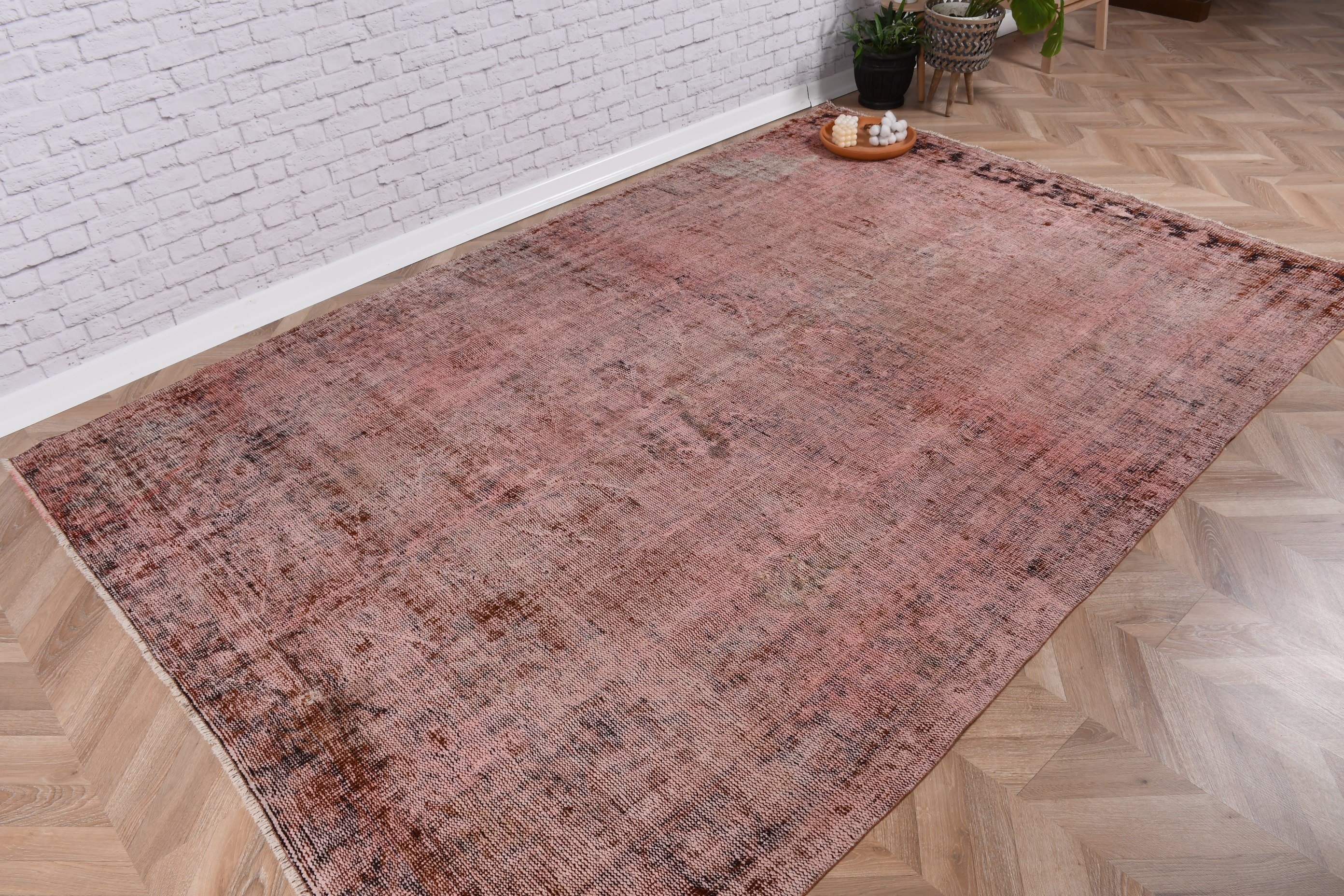 Turkish Rug, Moroccan Rugs, Large Vintage Rugs, Large Boho Rug, 5.9x8.9 ft Large Rug, Vintage Rug, Pink Luxury Rugs, Geometric Rug