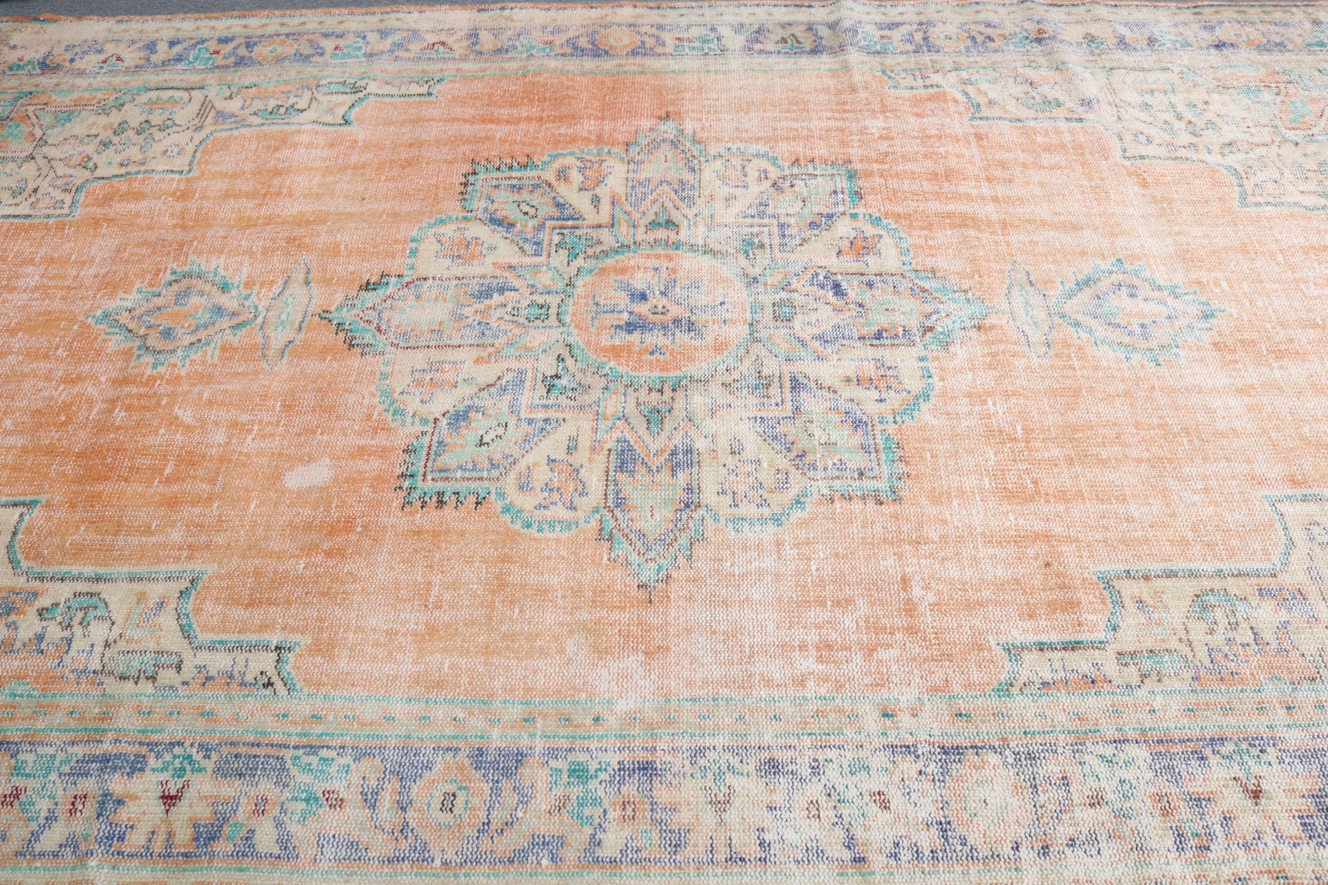 6.2x9.8 ft Büyük Halılar, Turuncu Geometrik Halı, Yemek Odası Halısı, Boho Halısı, Yer Halıları, Vintage Halı, Bildiri Halısı, Türk Halısı, Büyük Boho Halısı