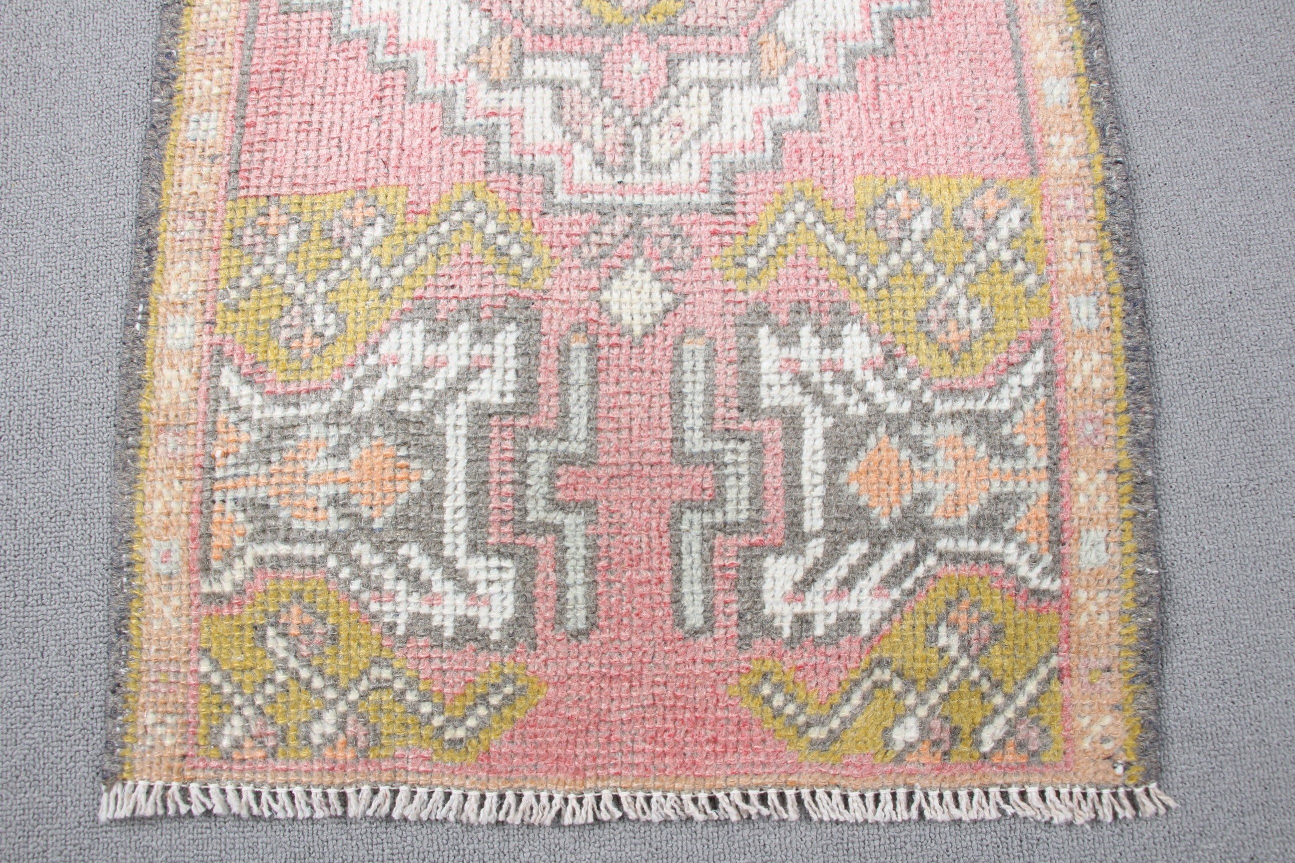 Çocuk Halıları, Vintage Halı, Pembe Antika Halı, 1.6x3 ft Küçük Halılar, Kapı Paspası Halıları, Türk Halısı, Ev Dekor Halısı, Mutfak Halısı, Yün Halı