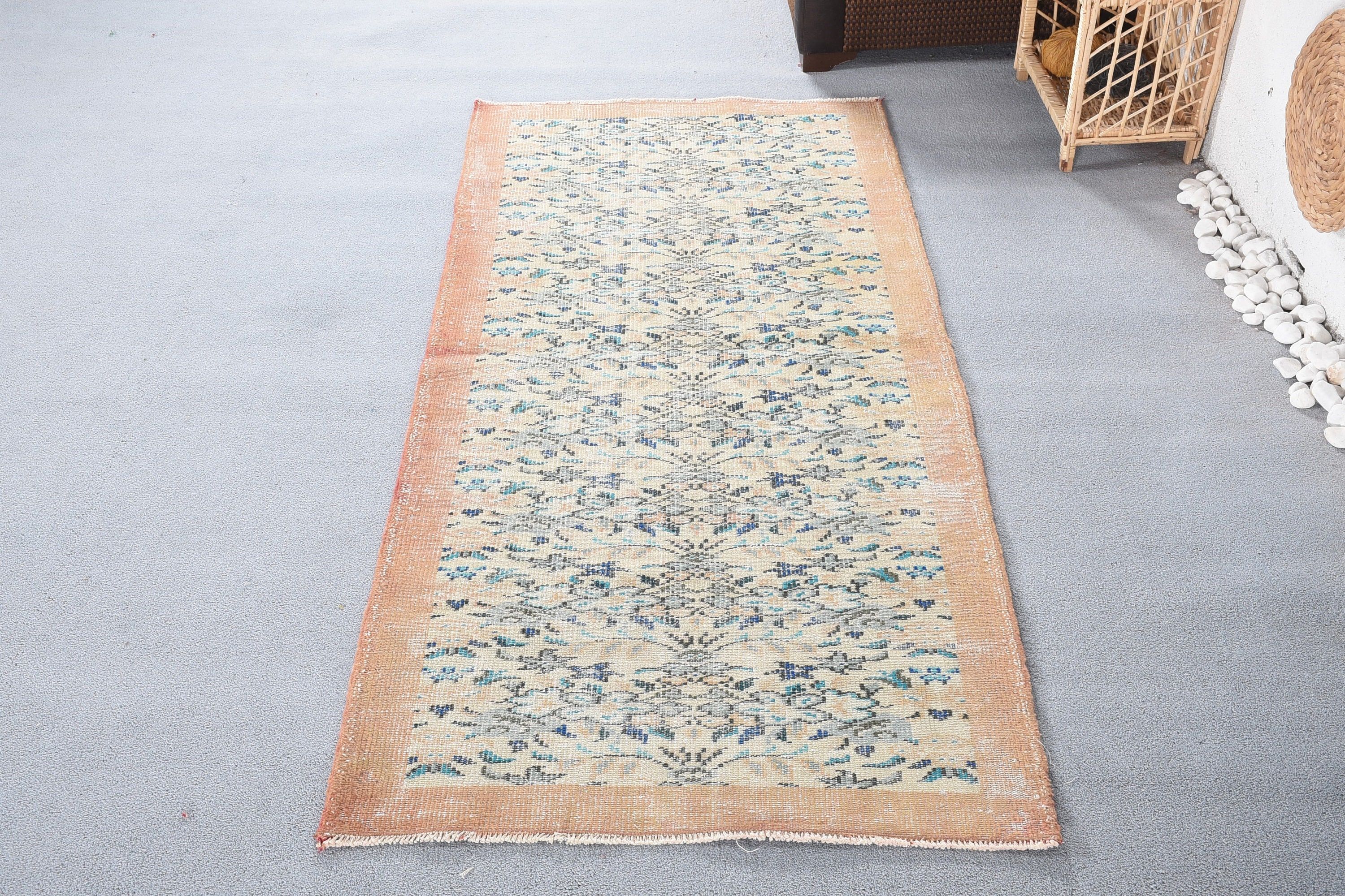 Vintage Rug, Brown Moroccan Rug, Rugs for Nursery, Entry Rugs, Turkish Rugs, Floor Rug, 3.1x7.1 ft Accent Rug, Antique Rug, Nursery Rug