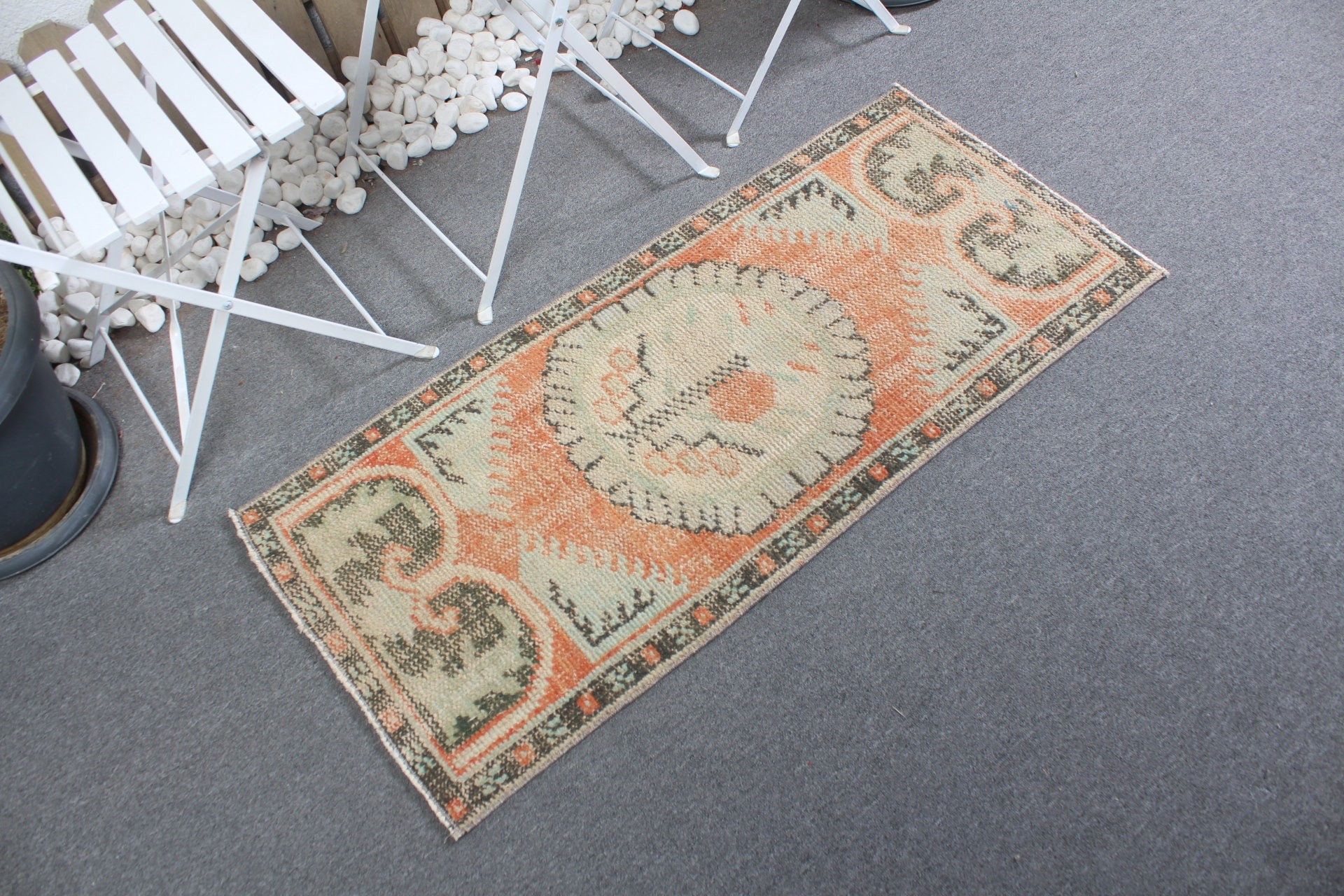 Turkish Rugs, Orange Cool Rugs, Car Mat Rug, 2.4x4 ft Small Rug, Vintage Rug, Cool Rug, Rugs for Door Mat, Door Mat Rugs