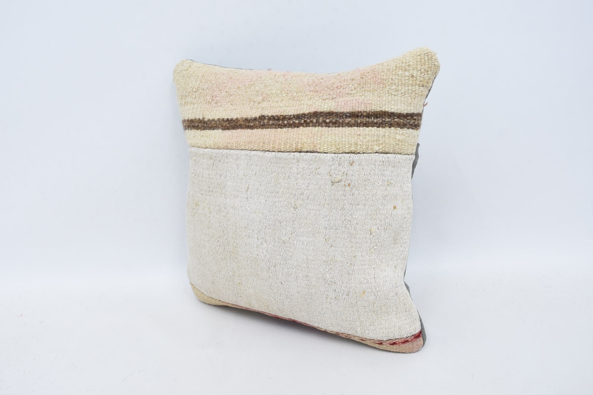 Crochet Pattern Pillow, Antique Pillows, Aztec Cushion, 14"x14" White Cushion Case, Kilim Cushion Sham, Pillow for Couch