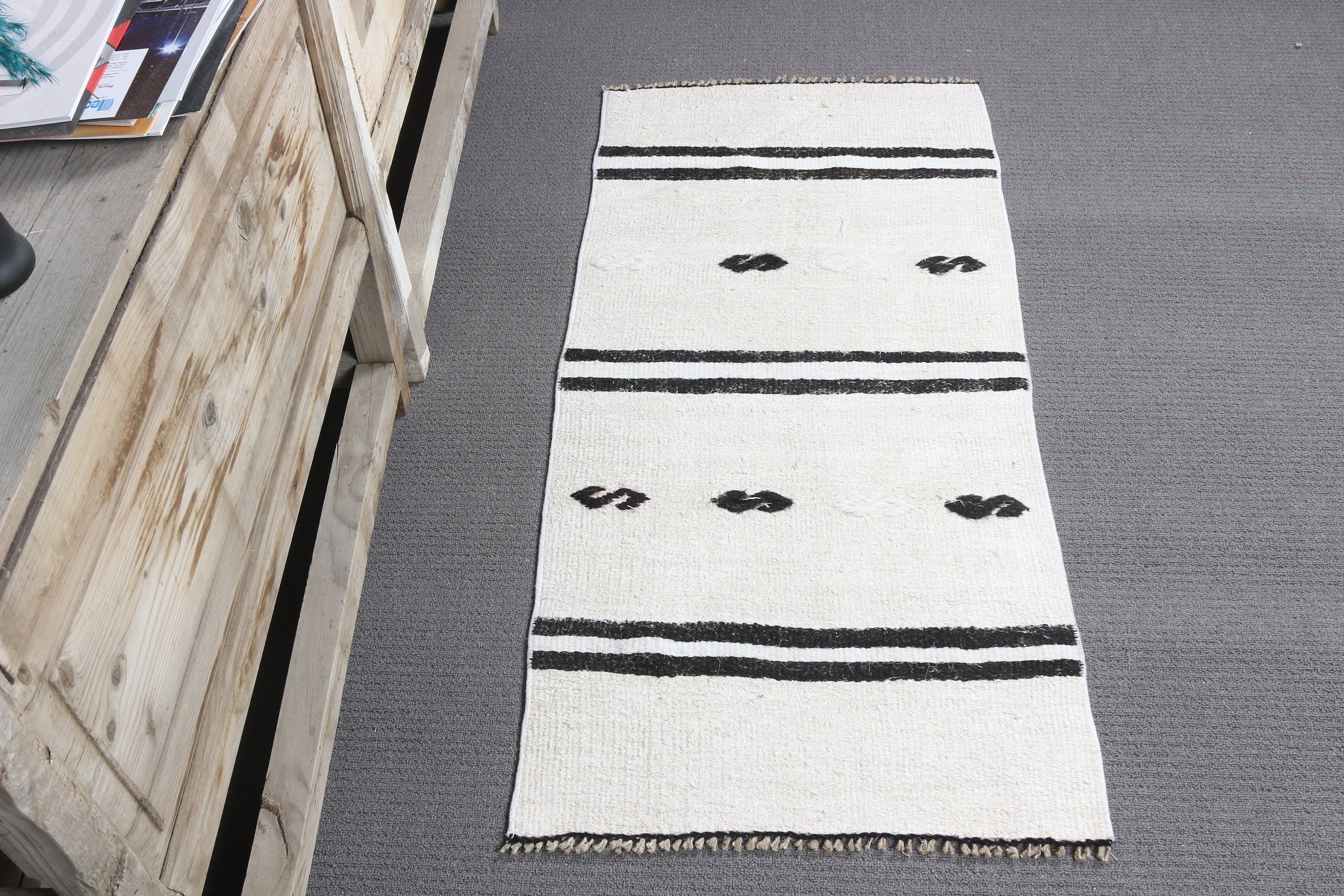 Anatolian Rug, Bath Rugs, Rugs for Car Mat, Kitchen Rug, Vintage Rug, Bedroom Rug, Turkish Rugs, White  1.8x3.8 ft Small Rug