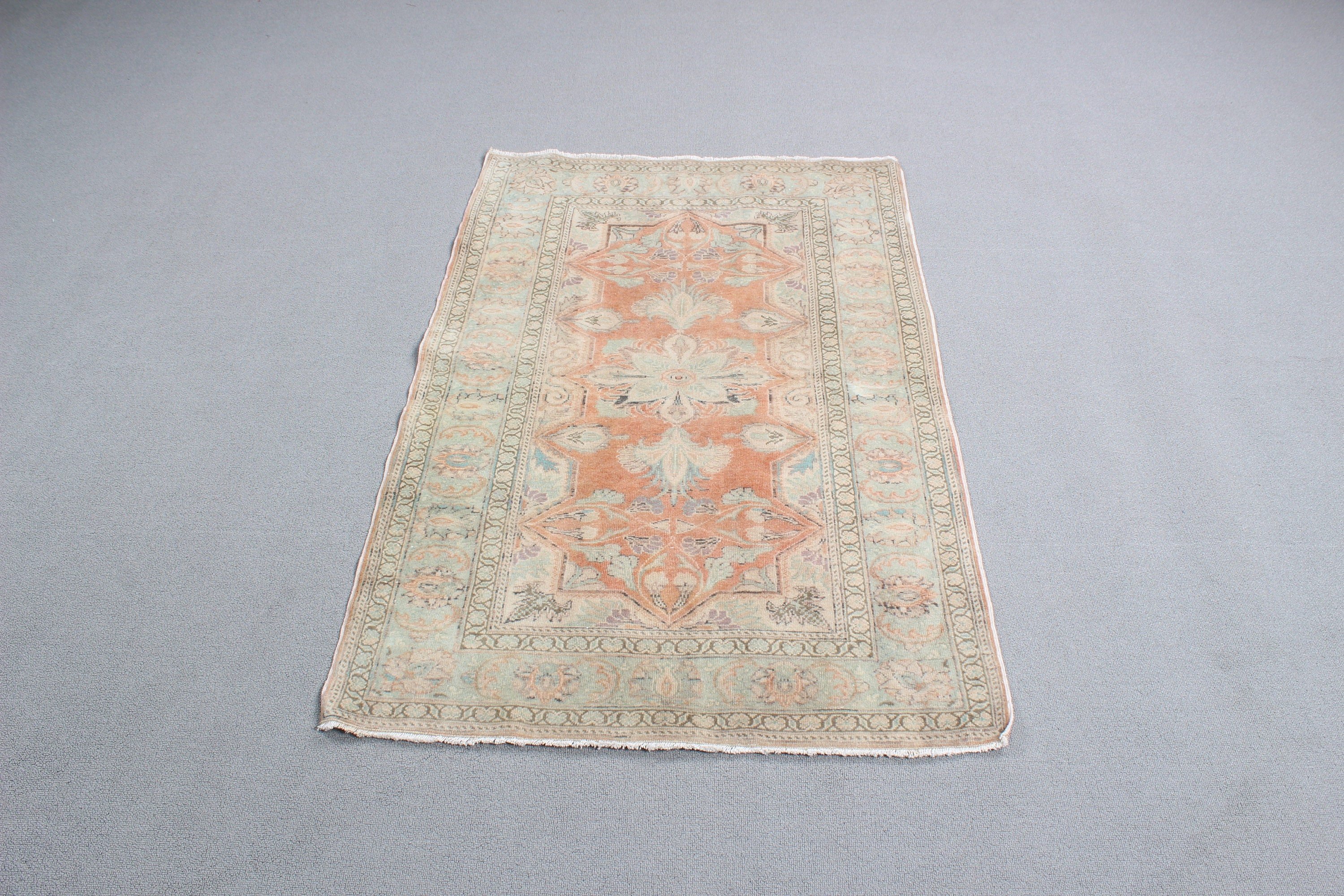 Turkish Rugs, Orange Geometric Rug, Floor Rugs, 2.9x4.3 ft Small Rugs, Vintage Rug, Bedroom Rug, Entry Rugs, Anatolian Rugs, Ethnic Rugs