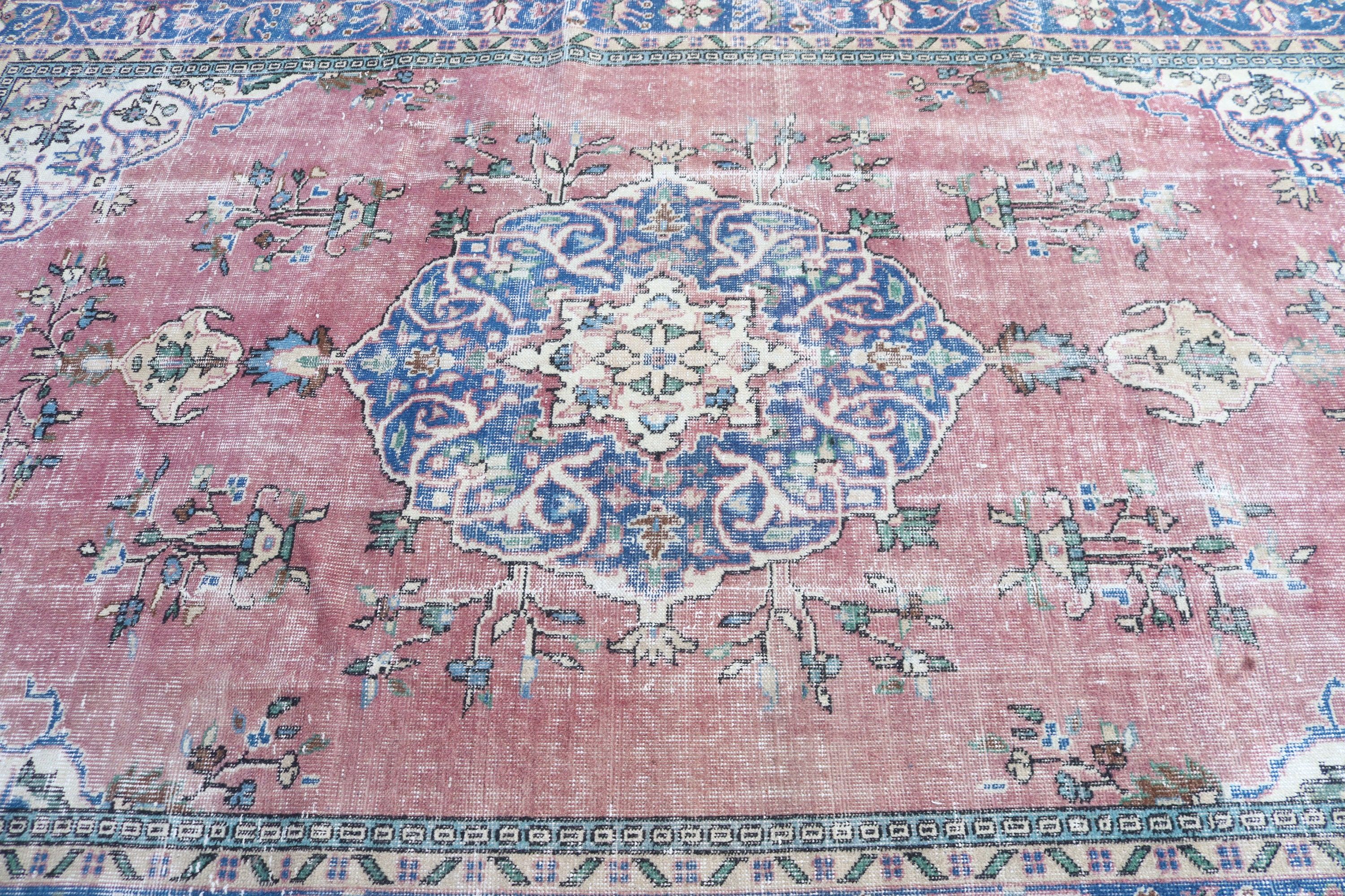 Yemek Odası Halıları, Büyük Vintage Halı, Mor Açıklama Halıları, Türk Halıları, Vintage Halı, Nötr Halılar, Boho Halı, 5,8x9,4 ft Büyük Halılar