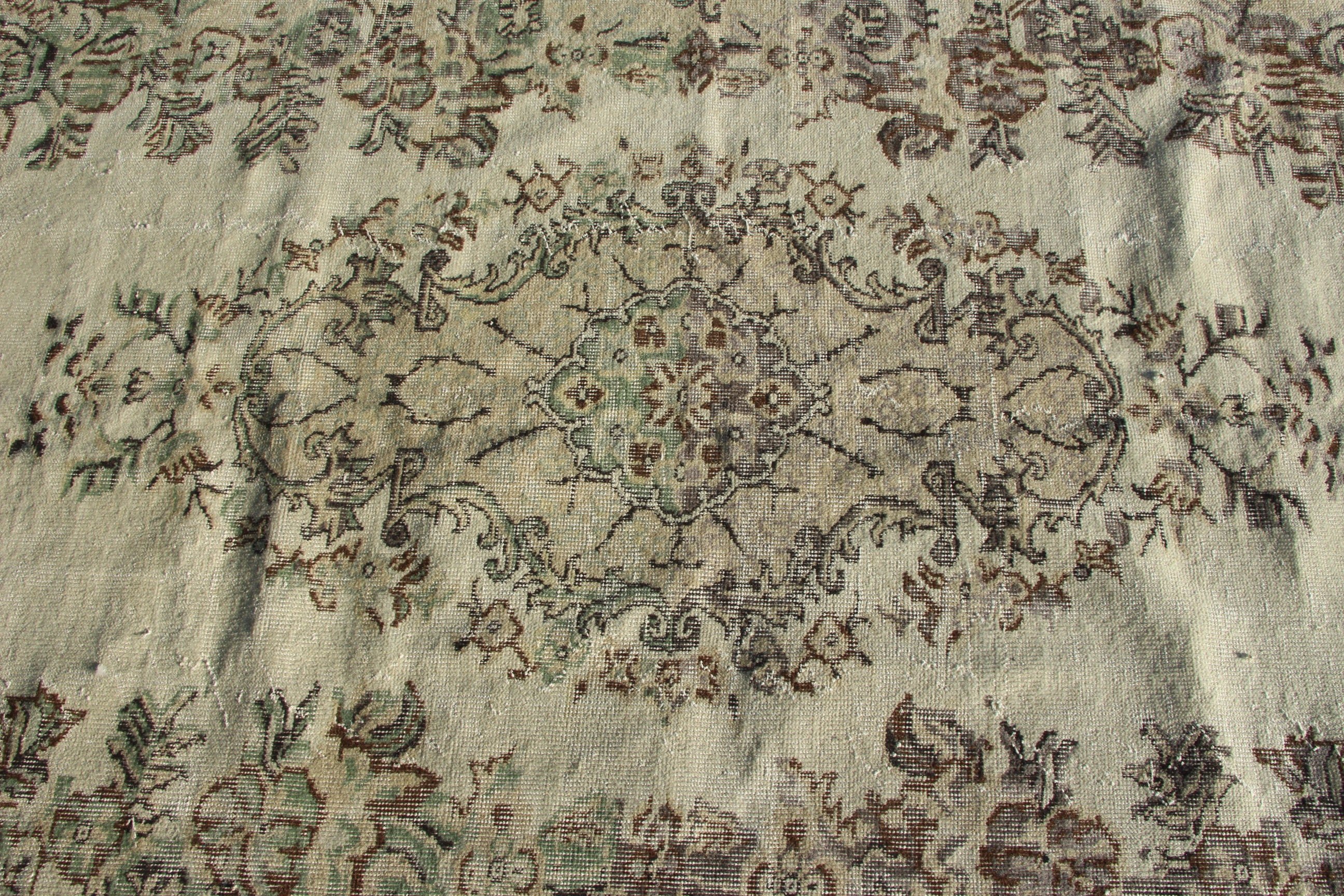 Büyük Oushak Halı, 5.7x9.1 ft Büyük Halılar, El Dokuma Halı, Vintage Halılar, Yemek Odası Halısı, Türk Halıları, Kahverengi Oushak Halıları, Antika Kilimler