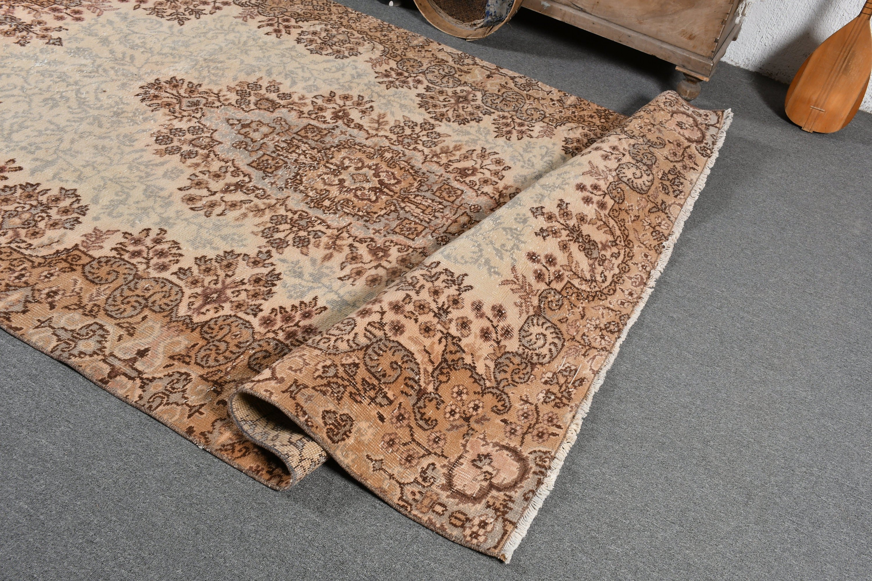 5.9x8.3 ft Büyük Halı, Ev Dekorasyonu Halıları, Bej Antika Halı, Yatak Odası Halıları, Vintage Halı, Sessiz Halı, Yemek Odası Halısı, Fas Halısı, Türk Halıları