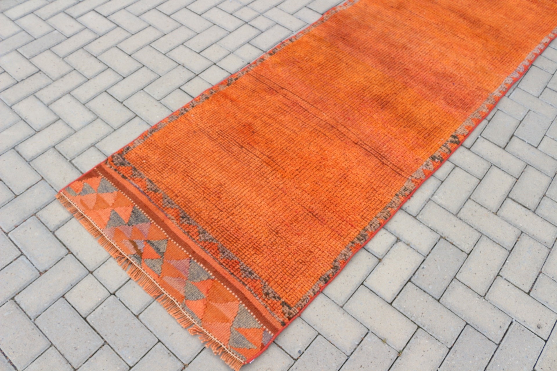 Bohemian Rug, Rugs for Corridor, Turkish Rug, Cool Rug, Kitchen Rug, Orange Antique Rug, 2.8x10.4 ft Runner Rug, Hallway Rugs, Vintage Rug