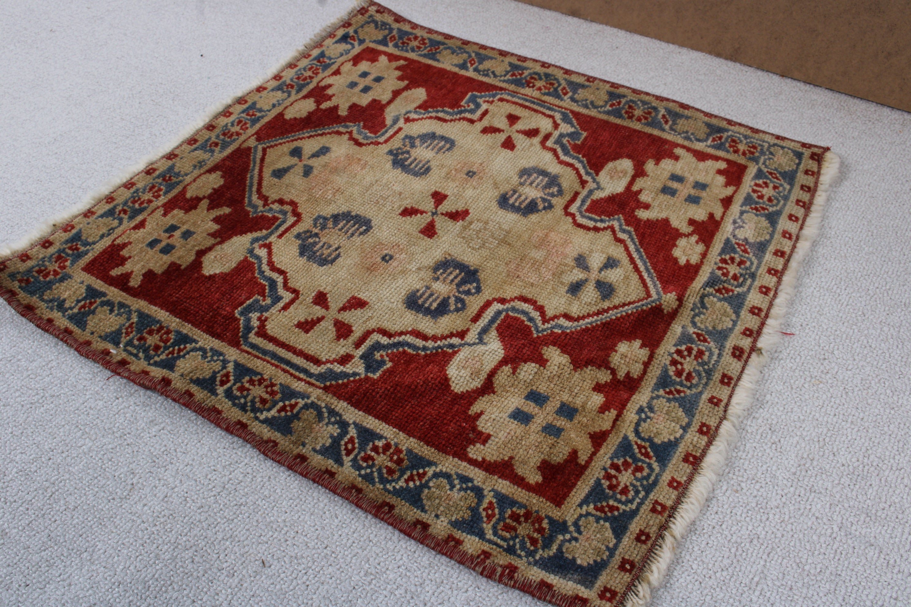 Car Mat Rugs, Handwoven Rugs, Bath Rugs, 1.7x1.7 ft Small Rugs, Vintage Rugs, Red Oriental Rugs, Floor Rugs, Modern Rug, Turkish Rugs