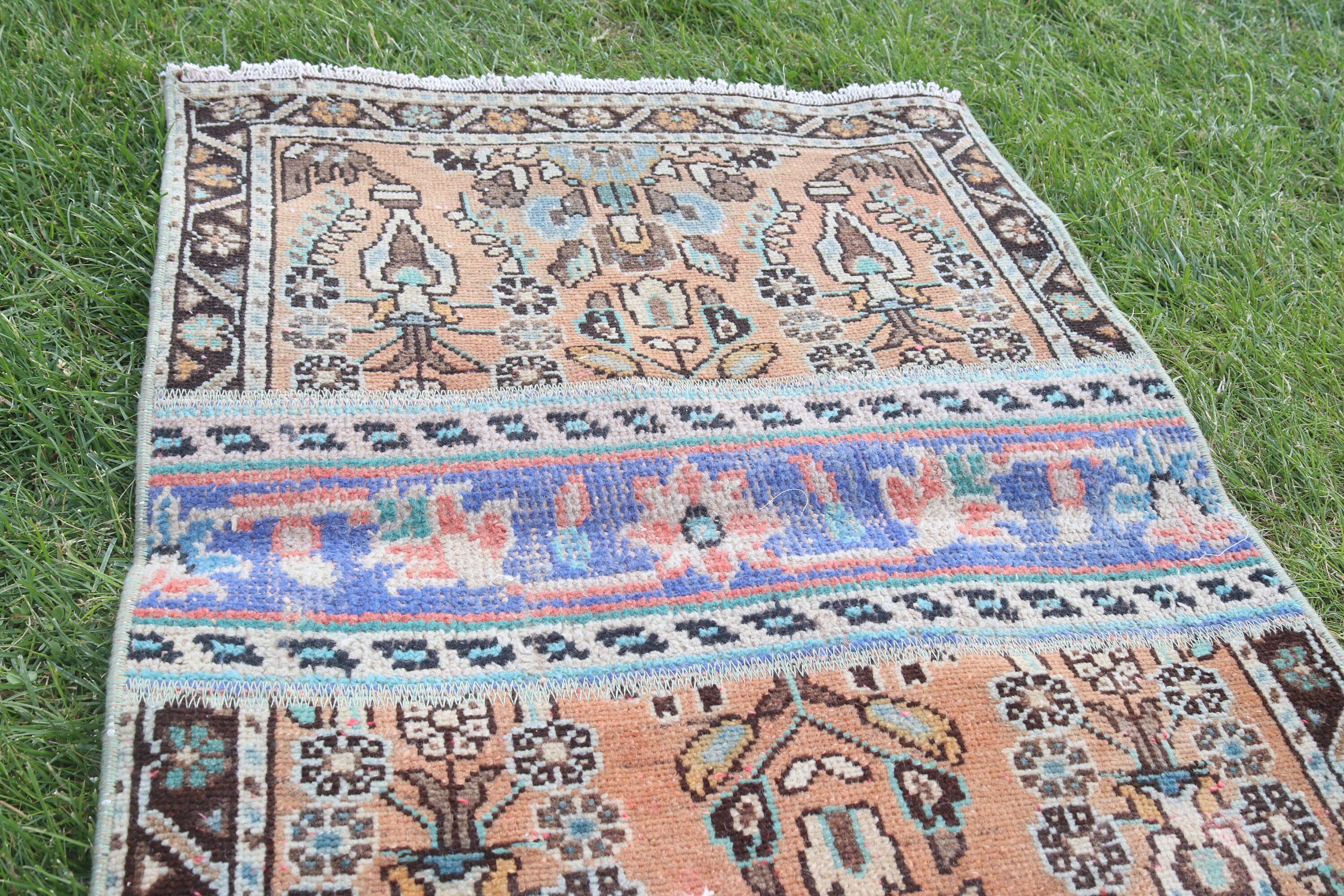 Türk Halıları, Vintage Halı, 2x3.1 ft Küçük Halı, Küçük Vintage Halı, Egzotik Halı, Kapı Paspası Halısı, Boho Halısı, Gri El Dokuma Halısı