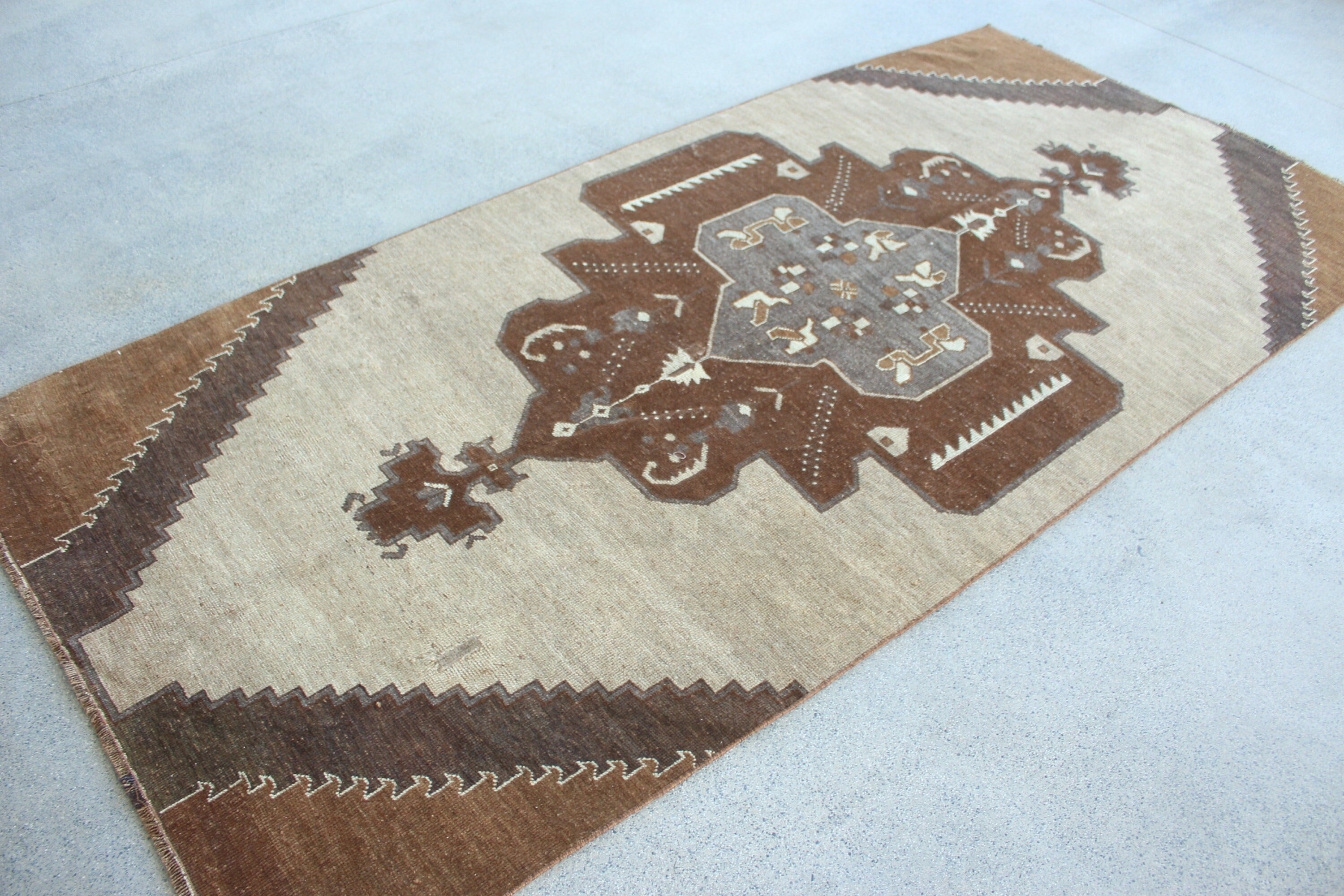 Turkish Rugs, Home Decor Rug, Floor Rug, Beige  4.1x9.1 ft Area Rugs, Indoor Rugs, Aztec Rug, Vintage Rug, Kitchen Rugs