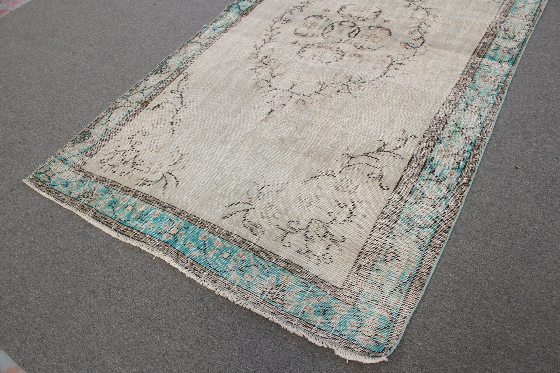 Oushak Halı, 5.4x9.1 ft Büyük Halı, Yemek Odası Halısı, Türk Halısı, Bej Oryantal Halı, Yatak Odası Halısı, Özel Halılar, Vintage Halılar