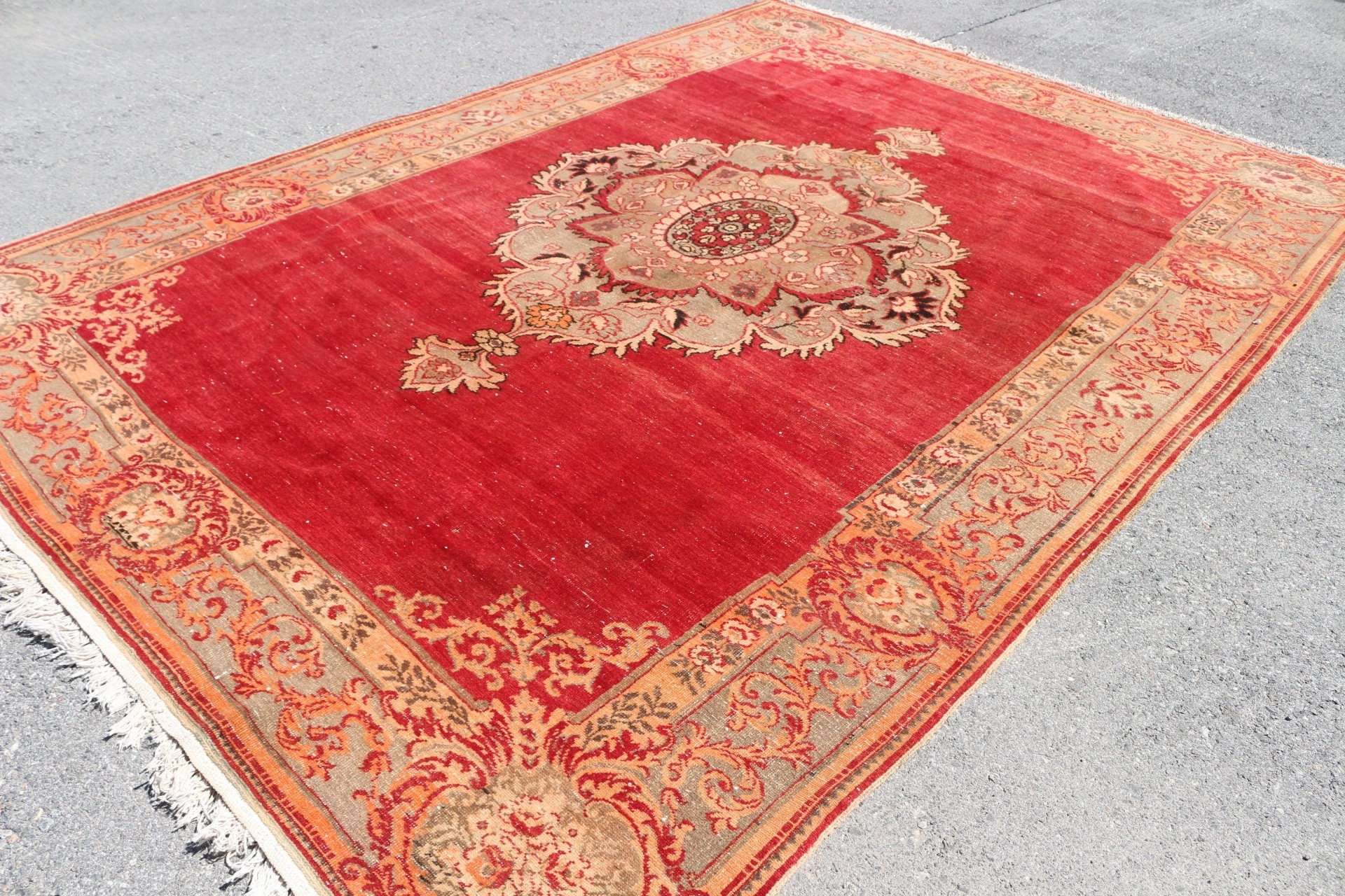 8.5x11.9 ft Oversize Rug, Turkish Rugs, Oriental Rugs, Vintage Rug, Ethnic Rugs, Salon Rug, Cool Rug, Dining Room Rugs, Red Bedroom Rug