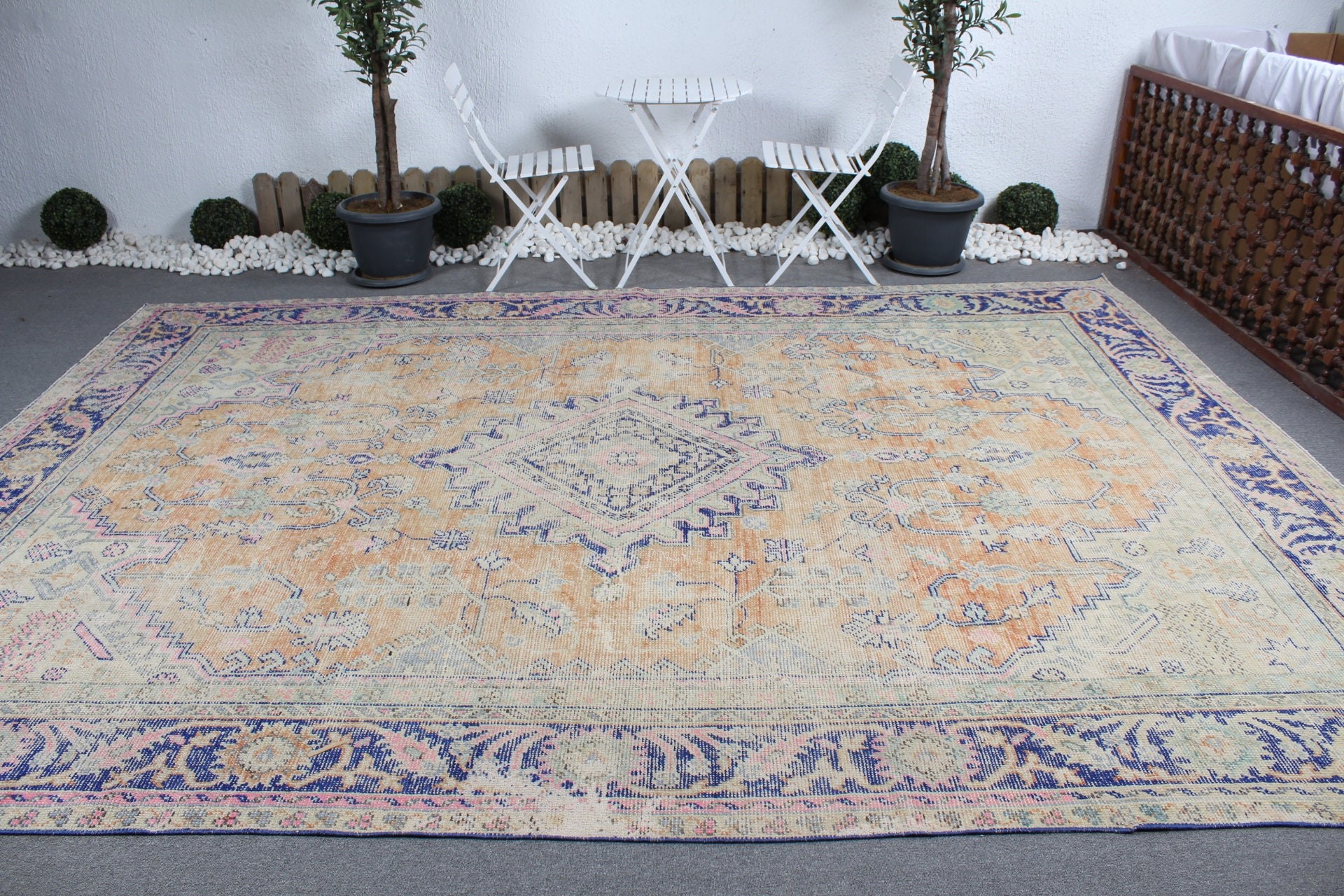 Eski Halı, Turuncu Yün Halı, Oturma Odası Halıları, Yemek Odası Halısı, Vintage Halı, Türk Halısı, Harika Halılar, 8,7x12,3 ft Büyük Boy Halılar