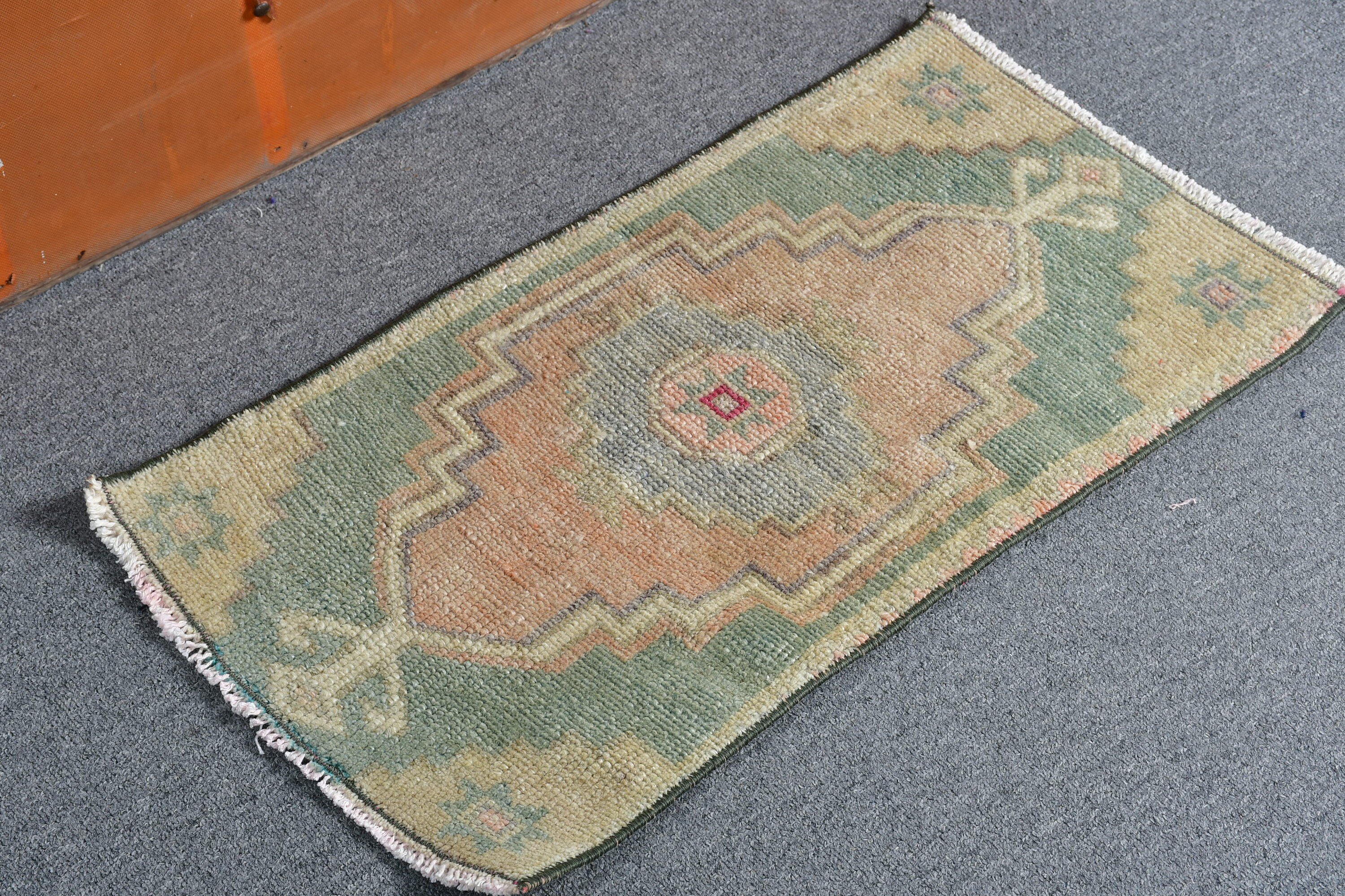 Anatolian Rug, 1.2x2.3 ft Small Rugs, Rugs for Bathroom, Nursery Rug, Turkish Rugs, Green Moroccan Rugs, Vintage Rugs, Kitchen Rugs