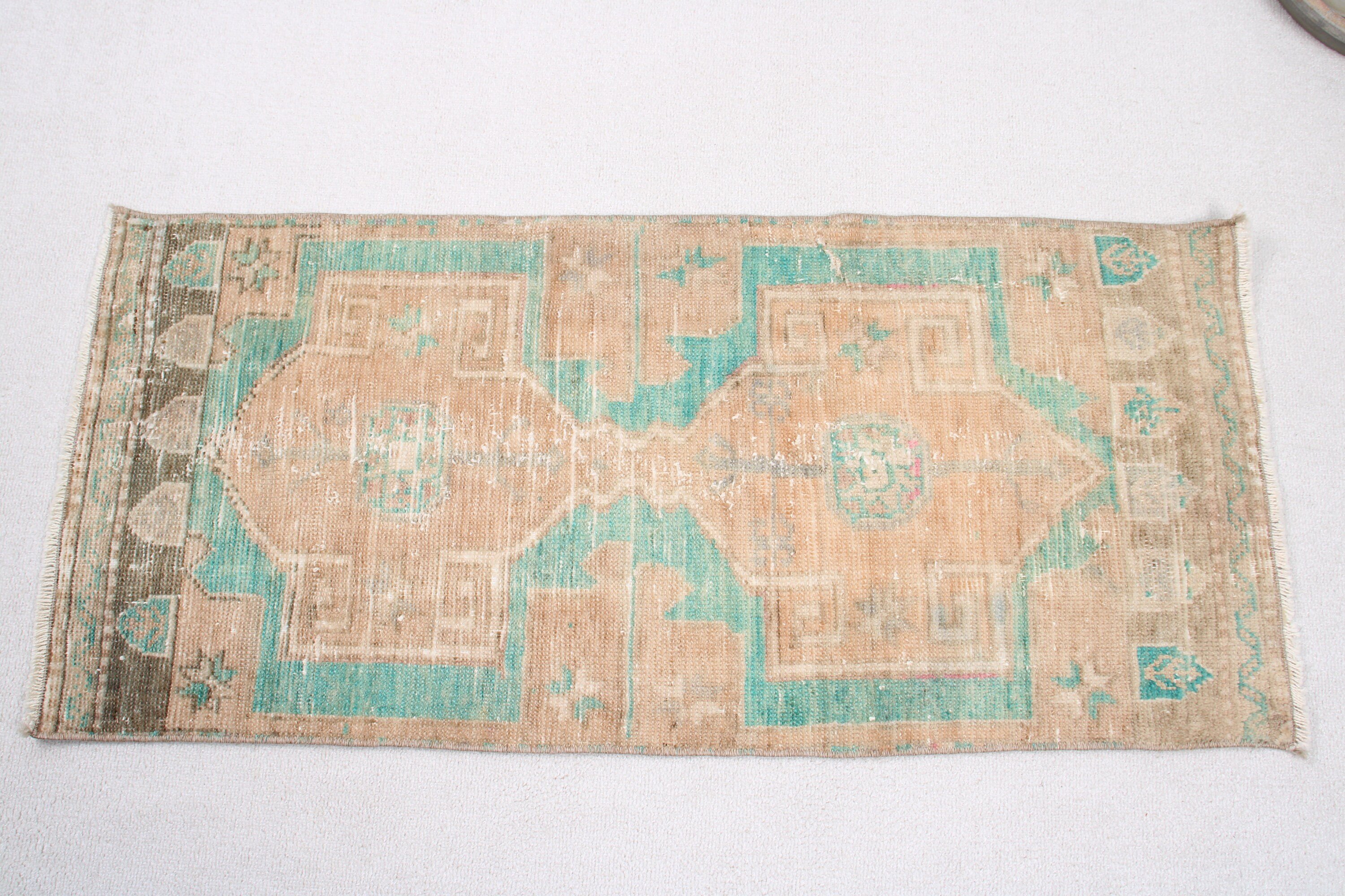 Vintage Rugs, 1.6x3.4 ft Small Rug, Kitchen Rugs, Door Mat Rug, Nursery Rugs, Rugs for Kitchen, Green Wool Rug, Antique Rug, Turkish Rugs