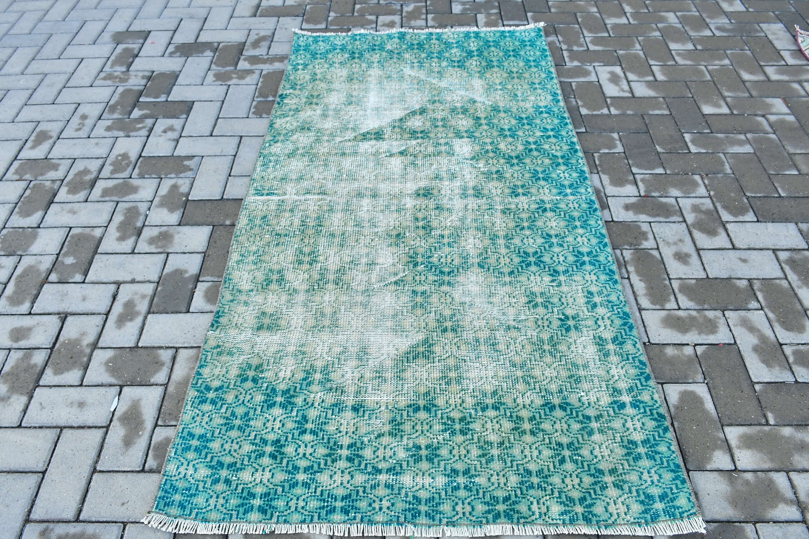 Vintage Rug, Turkish Rug, 3.4x6.1 ft Accent Rugs, Entry Rugs, Kitchen Rugs, Pale Rugs, Green Moroccan Rug, Moroccan Rug