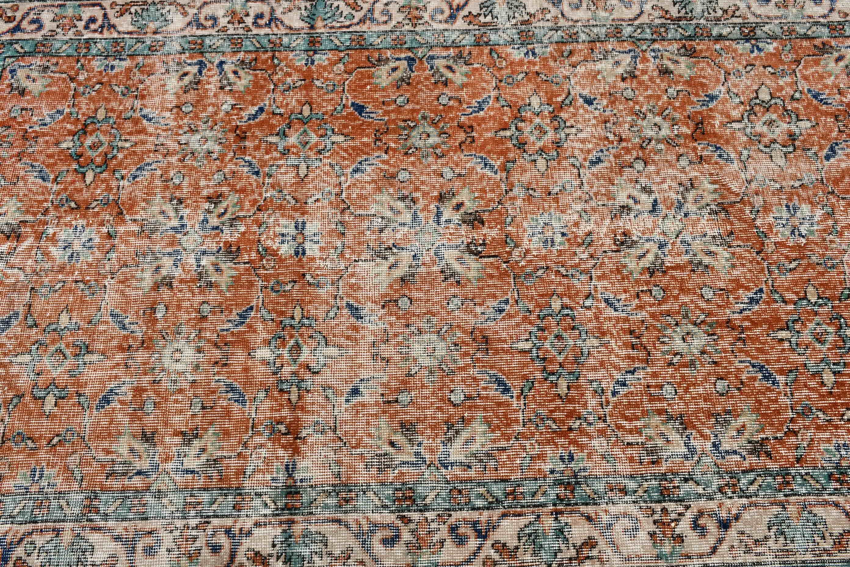 Kitchen Rugs, Orange Moroccan Rug, Dining Room Rugs, Turkish Rug, Anatolian Rug, 3.7x6.6 ft Area Rug, Retro Rug, Nursery Rugs, Vintage Rug