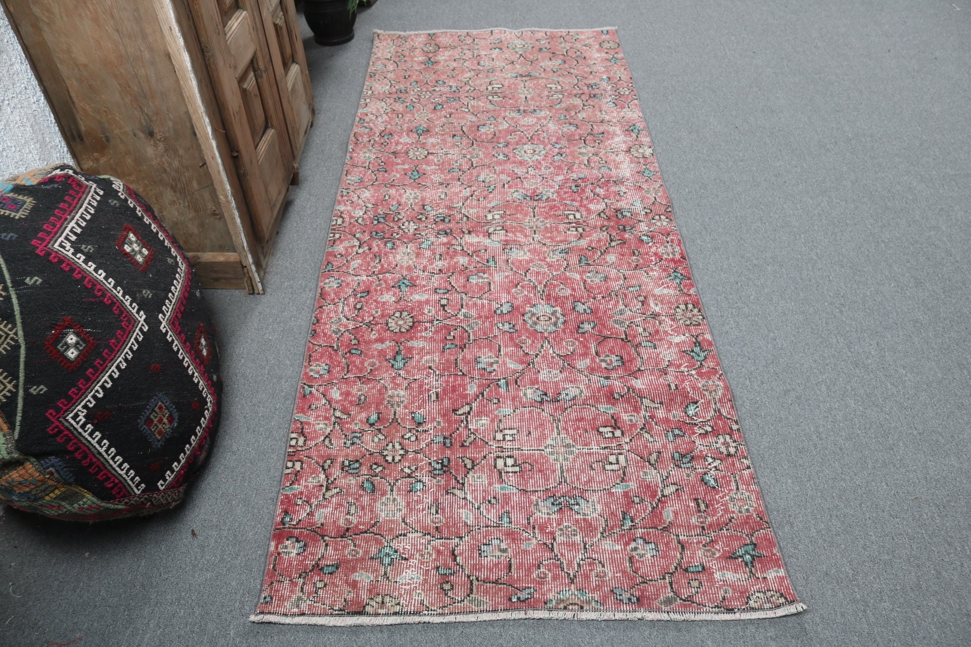 3.1x7.5 ft Aksan Halı, Vintage Halılar, Kırmızı Mutfak Halıları, Türk Halısı, Dekoratif Halı, Boho Halıları, Çocuk Halıları, Boho Vurgu Halıları