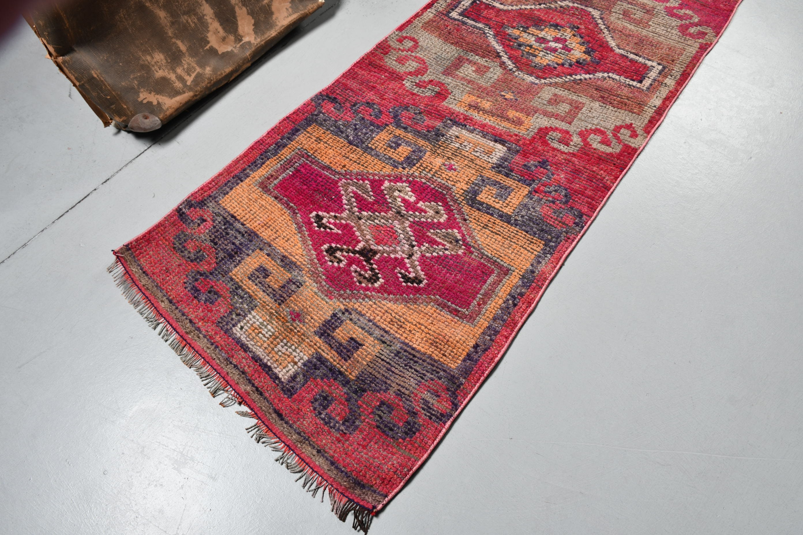 2.7x9.1 ft Runner Rug, Anatolian Rug, Turkish Rug, Corridor Rug, Kitchen Rug, Rugs for Stair, Pink Moroccan Rugs, Ethnic Rugs, Vintage Rugs