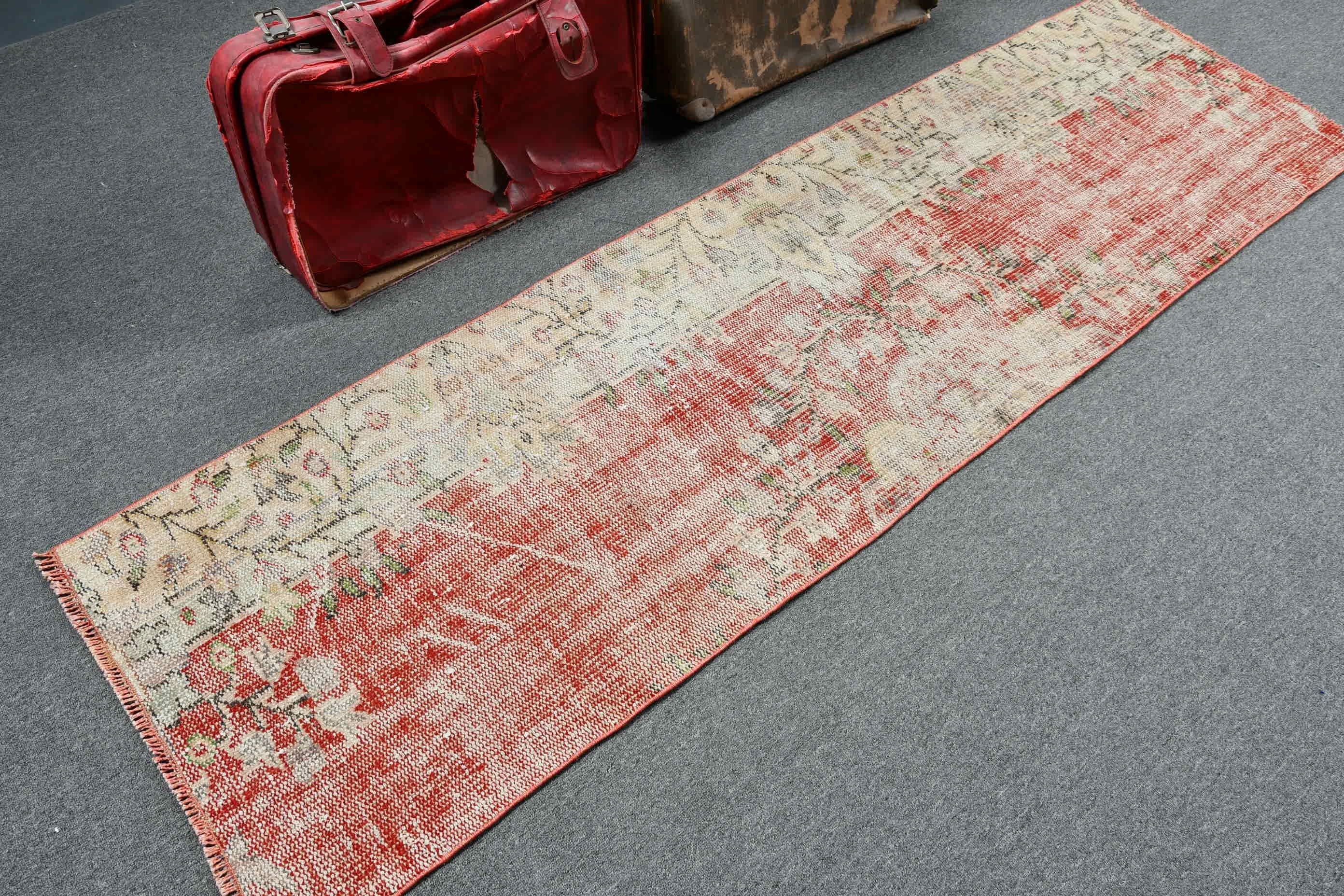 2.2x7.8 ft Runner Rug, Vintage Rug, Boho Rug, Kitchen Rugs, Red Antique Rug, Turkish Rugs, Anatolian Rugs, Hallway Rugs, Corridor Rugs