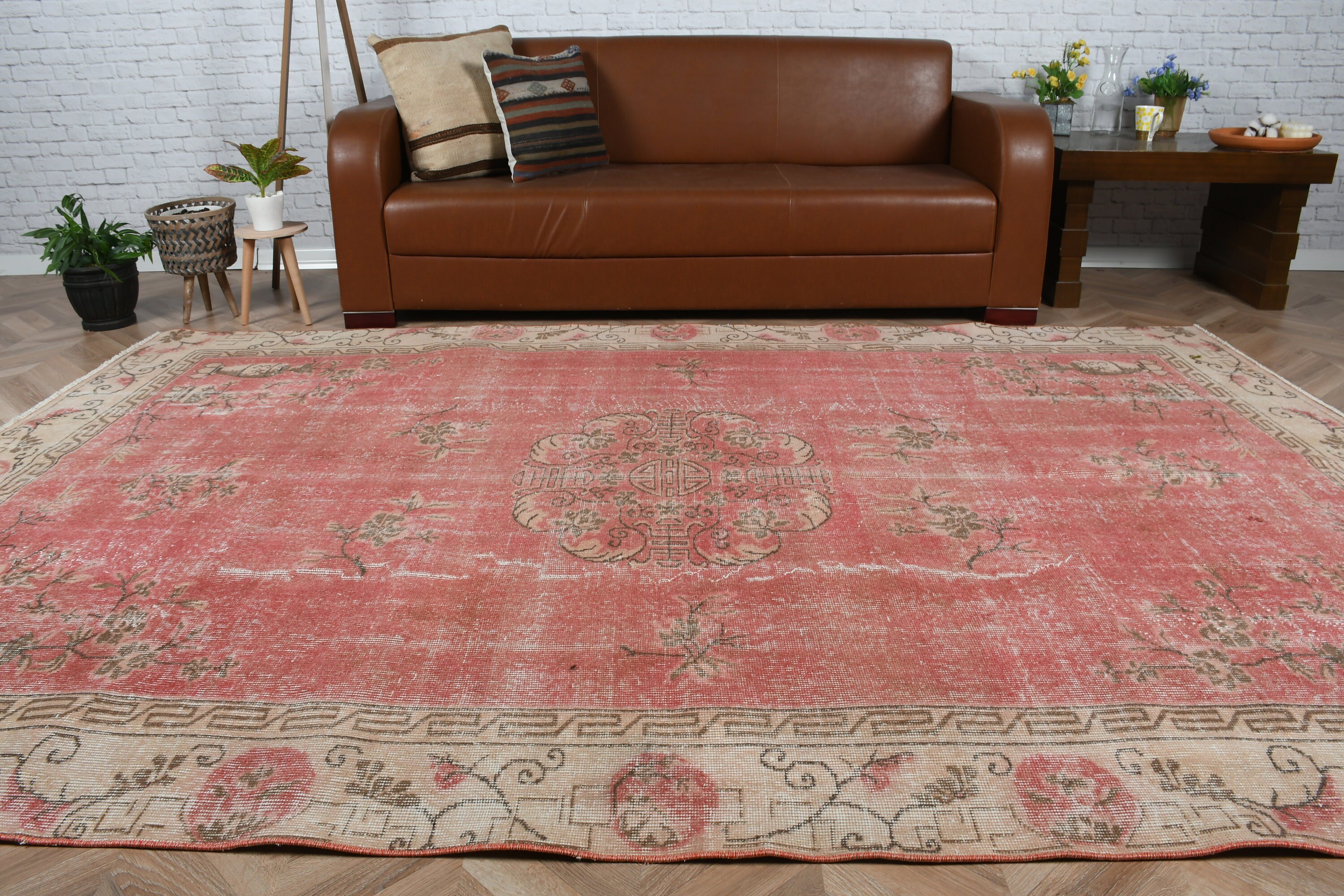Oriental Rug, Wool Rug, Living Room Rugs, Rugs for Salon, Vintage Rug, Dining Room Rug, Turkish Rug, Red Floor Rugs, 6.6x9.9 ft Large Rug